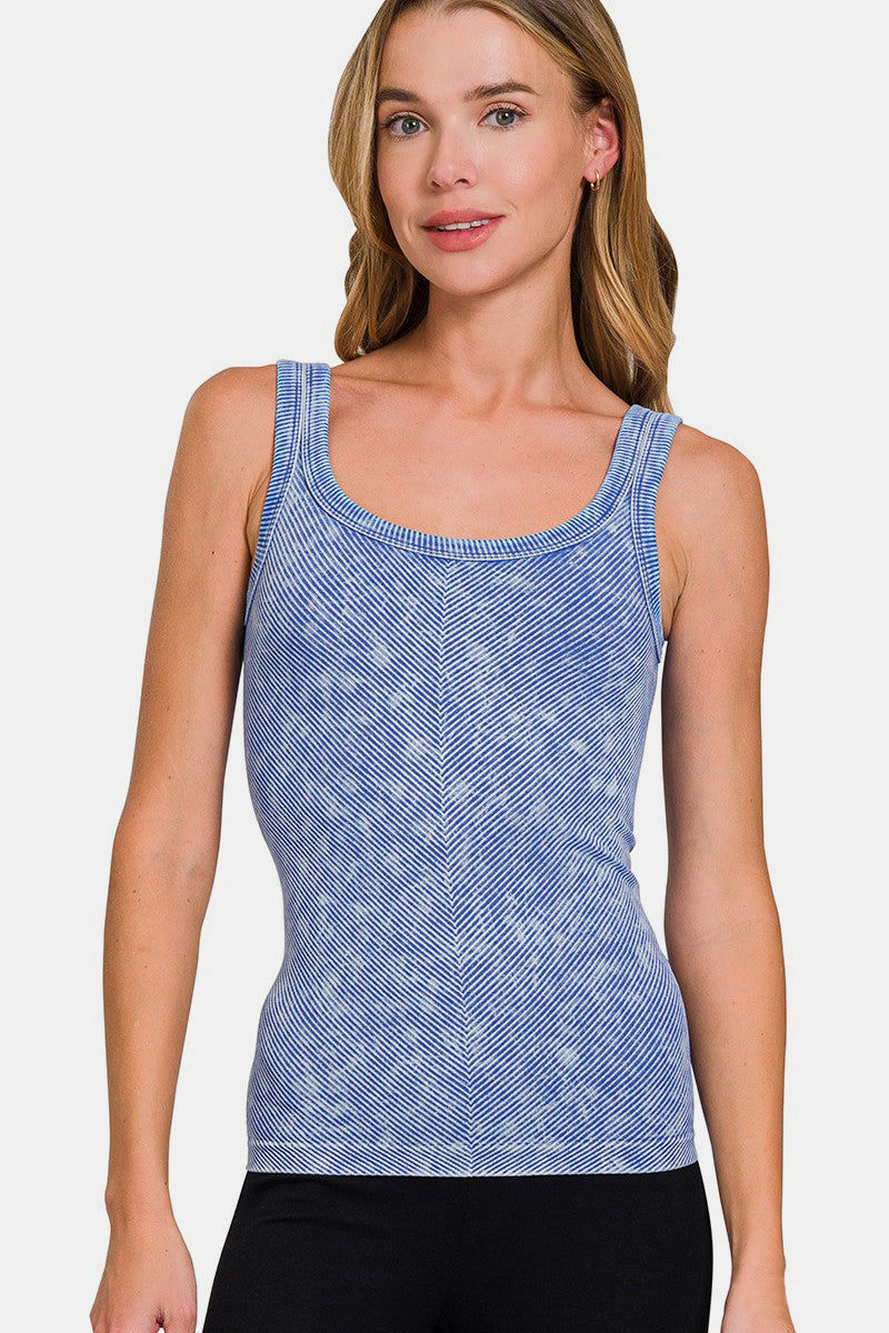 Zenana Ribbed Scoop Neck Tank-TOPS / DRESSES-[Adult]-[Female]-Light Indigo-S/M-2022 Online Blue Zone Planet