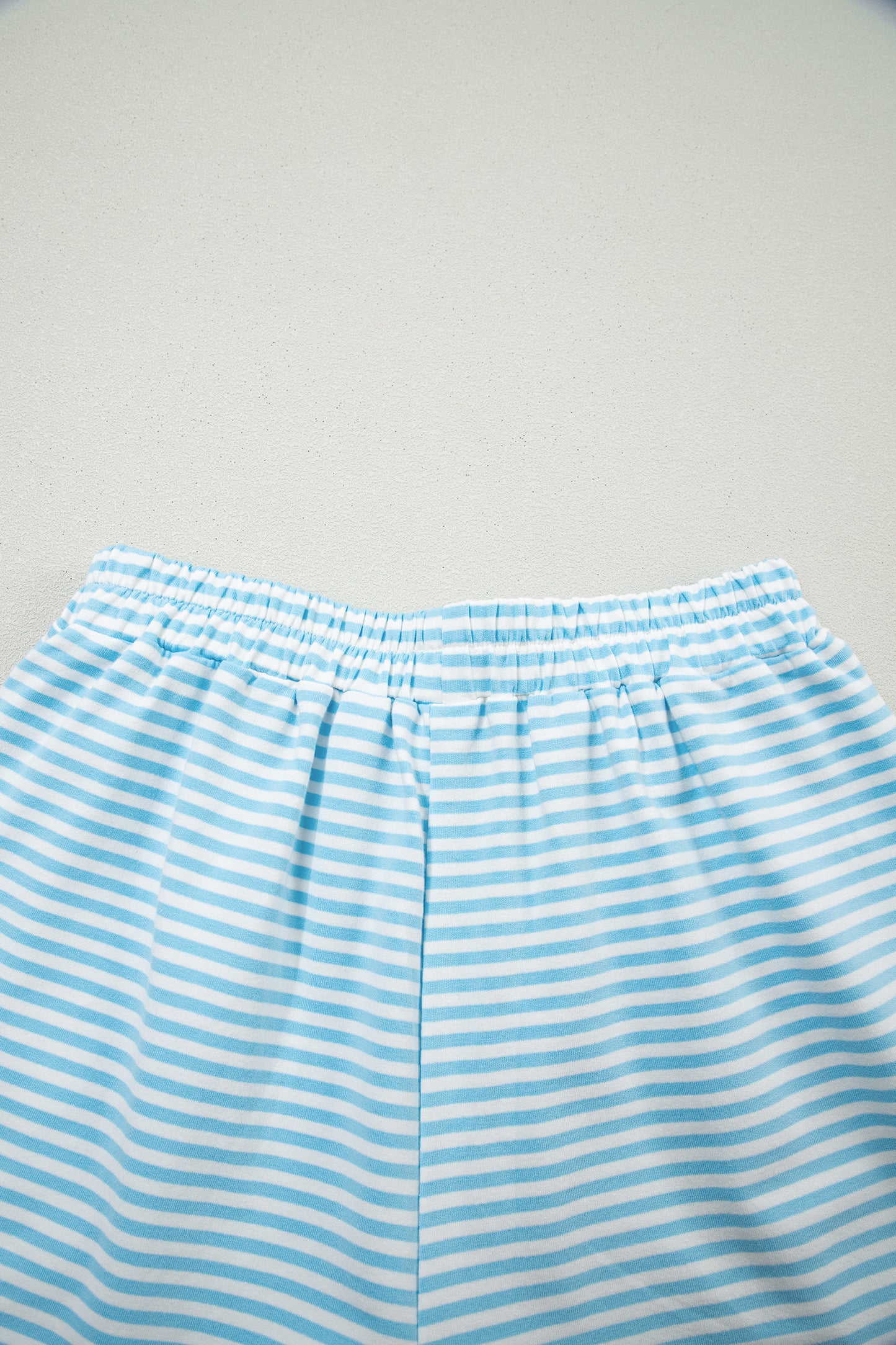 Sky Blue Stripe Oversize Mock Neck Sweatshirt and Shorts Set-Two Piece Sets/Short Sets-[Adult]-[Female]-2022 Online Blue Zone Planet