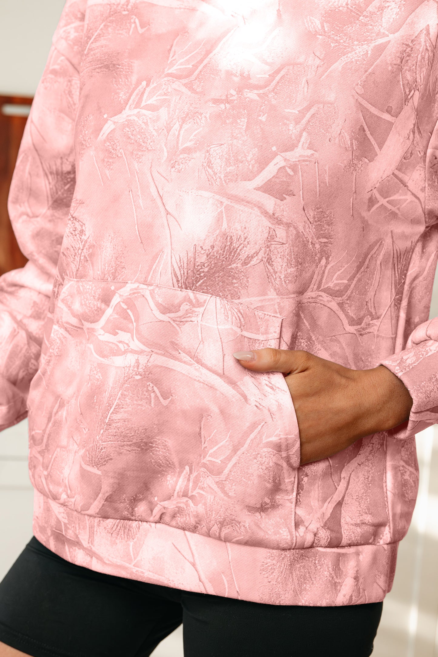 Beige Camouflage Woodland Print Oversized Sporty Hoodie-Tops / Dresses-[Adult]-[Female]-2022 Online Blue Zone Planet