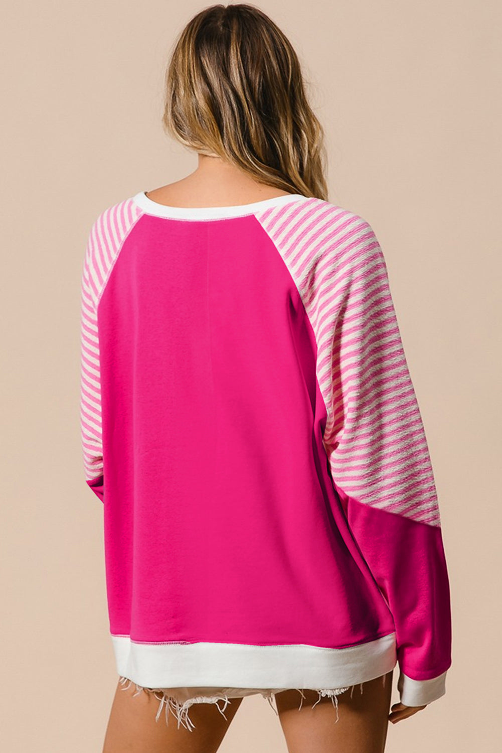 Striped Round Neck Long Sleeve Sweatshirt-TOPS / DRESSES-[Adult]-[Female]-2022 Online Blue Zone Planet