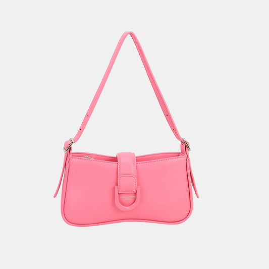 Blue Zone Planet | David Jones PU Leather Shoulder Bag-TOPS / DRESSES-[Adult]-[Female]-Pink-One Size-2022 Online Blue Zone Planet