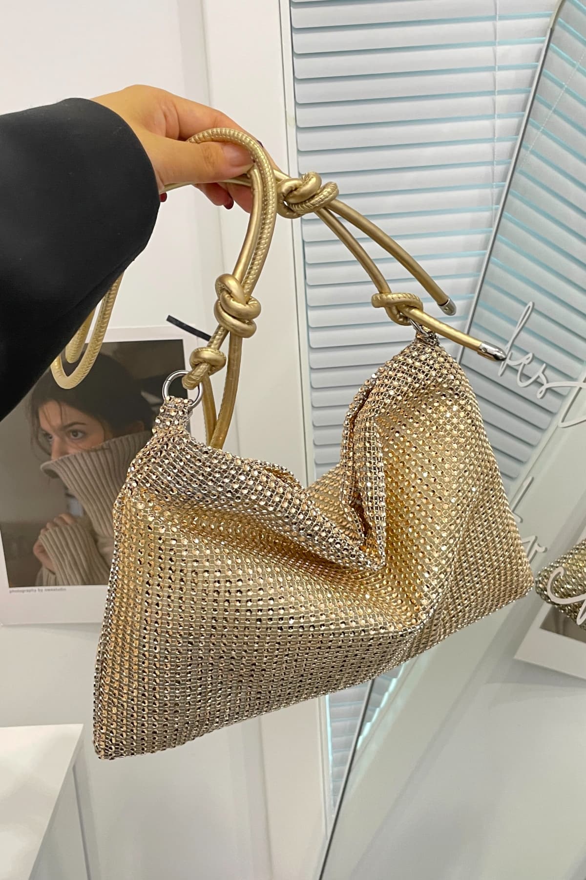 Rhinestone Knotted Strap Crossbody Bag-HANDBAGS-[Adult]-[Female]-2022 Online Blue Zone Planet