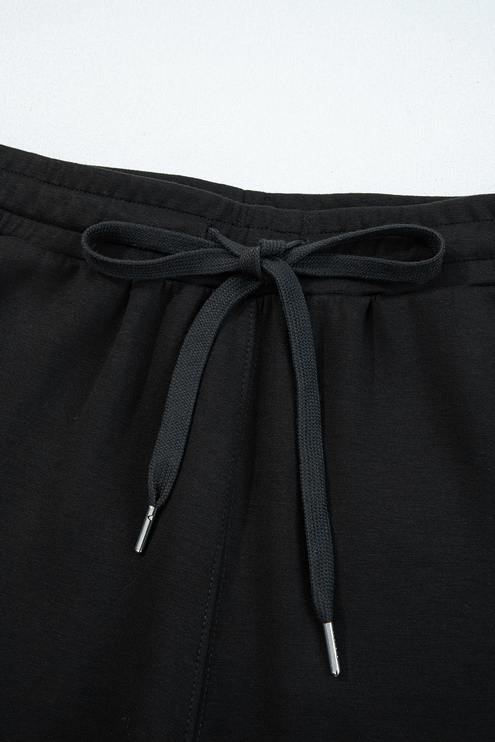 Black Zip Collar Long Sleeve Top Drawstring Pants Set-Two Piece Sets/Pant Sets-[Adult]-[Female]-2022 Online Blue Zone Planet