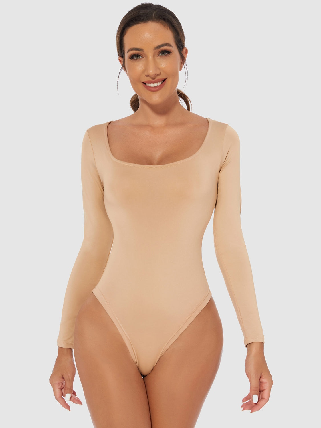 Full Size Scoop Neck Long Sleeve Bodysuit-TOPS / DRESSES-[Adult]-[Female]-2022 Online Blue Zone Planet