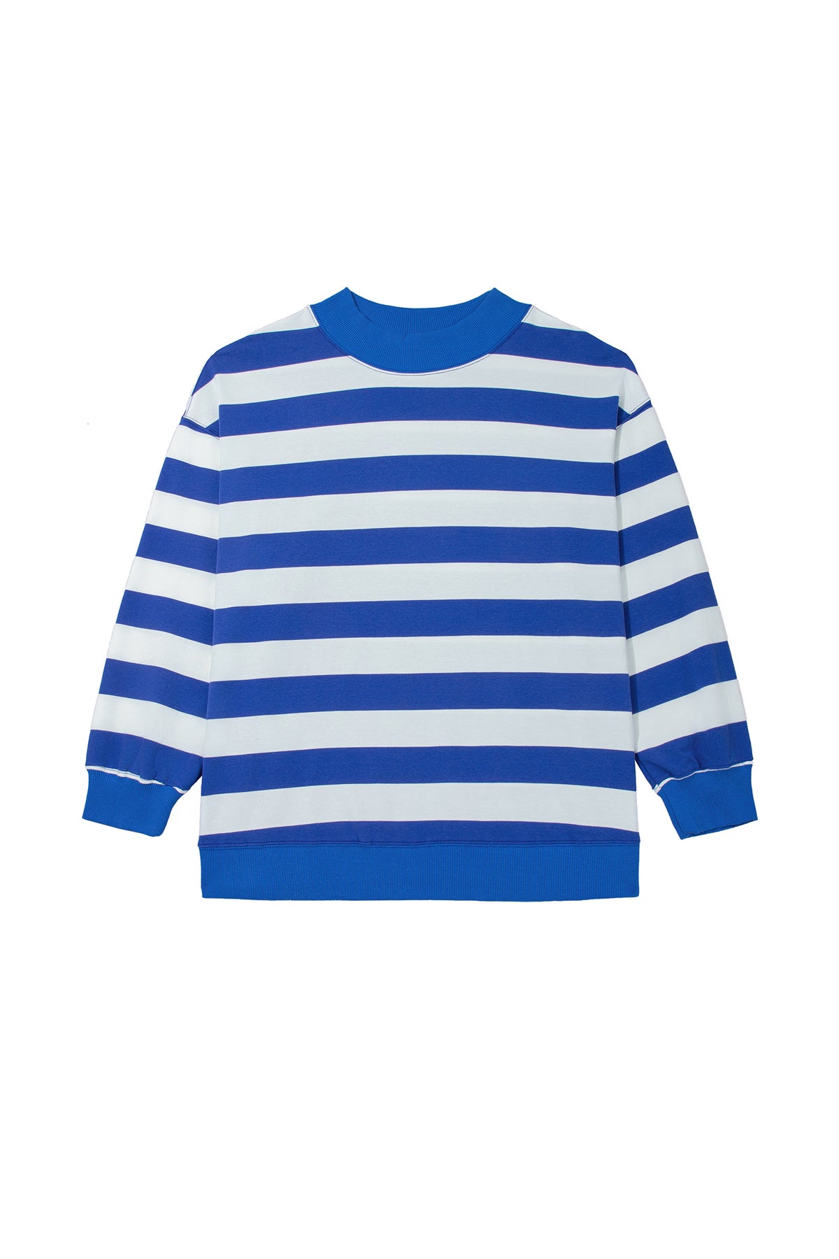 Orange Stripe Ribbed Trim Stand Neck Dropped Shoulder Plus Size Sweatshirt-Plus Size/Plus Size Sweatshirts & Hoodies-[Adult]-[Female]-2022 Online Blue Zone Planet