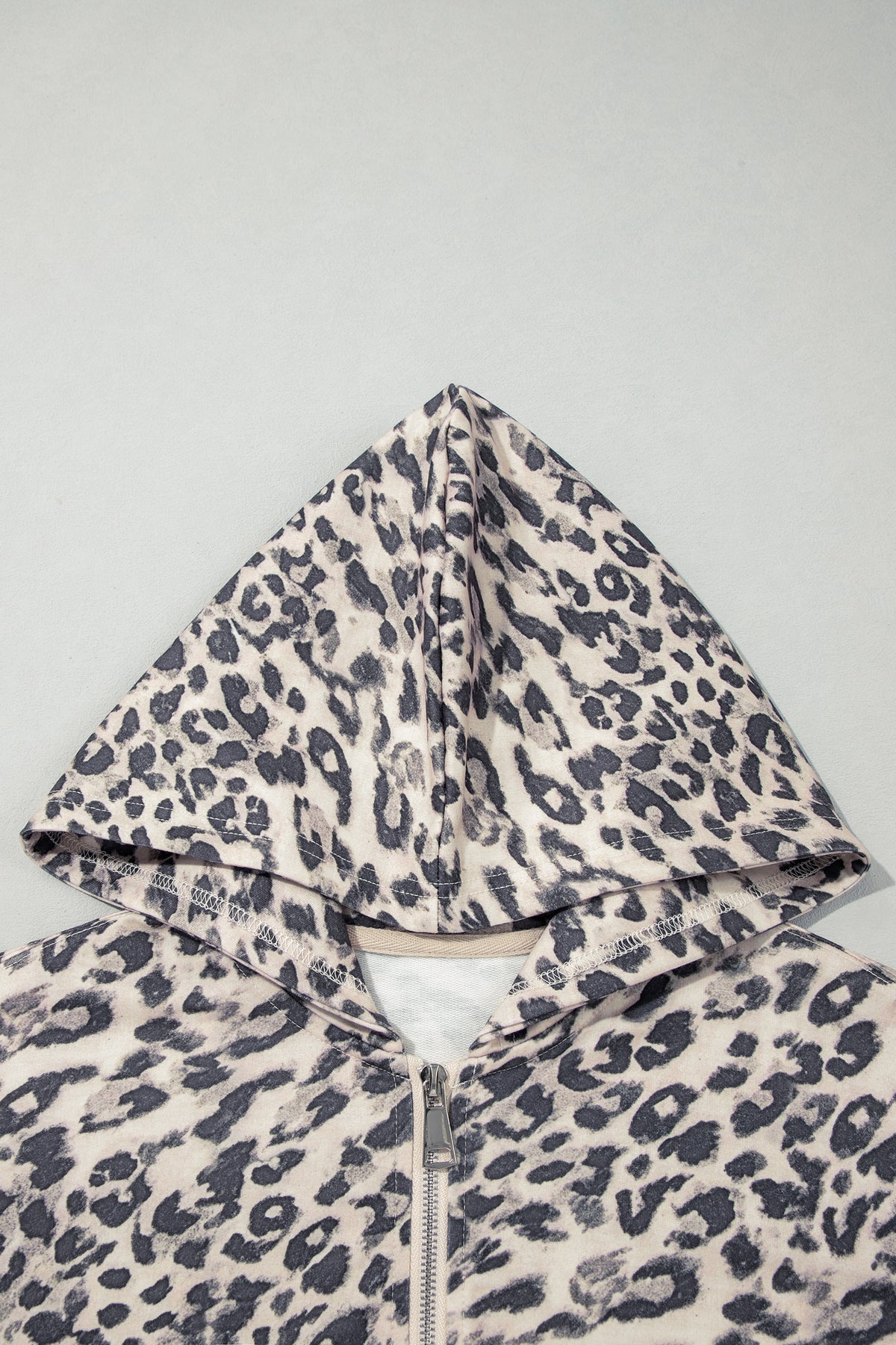 Multicolour Leopard Zip-Up Hooded Drawstring Pant Set-Two Piece Sets/Short Sets-[Adult]-[Female]-2022 Online Blue Zone Planet