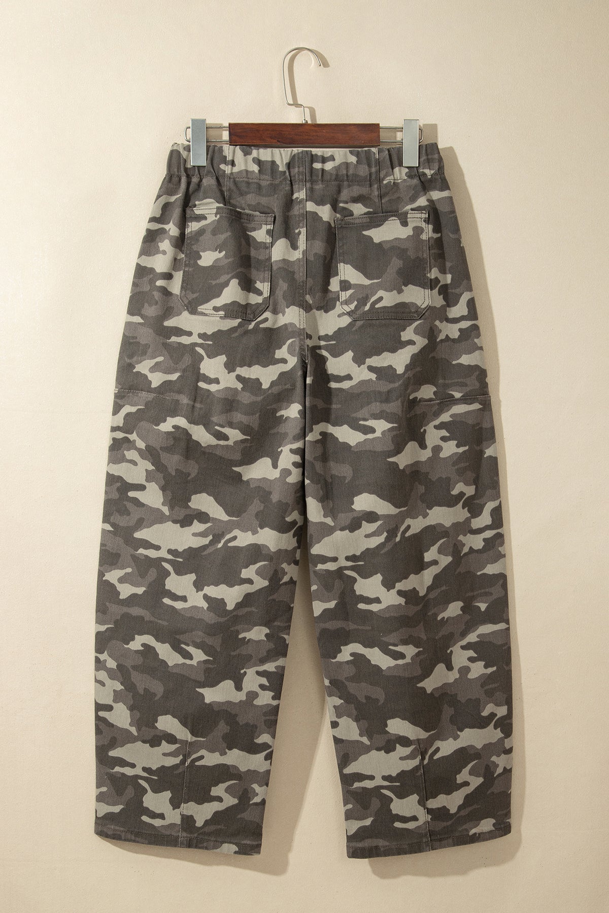 Green Leopard Printed Drawstring Elastic Waistband Pocketed Barrel Jeans-Bottoms/Jeans-[Adult]-[Female]-2022 Online Blue Zone Planet