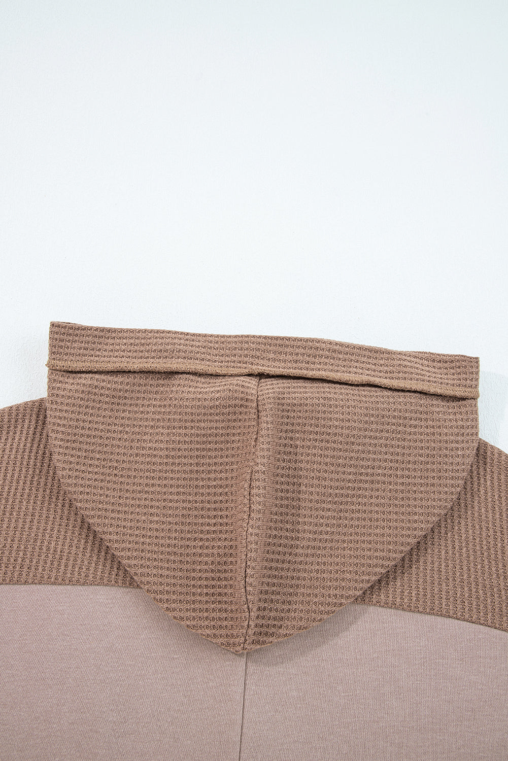 Goat Waffle Contrast Patchwork Plus Size Pocketed Hoodie-Plus Size/Plus Size Sweatshirts & Hoodies-[Adult]-[Female]-2022 Online Blue Zone Planet