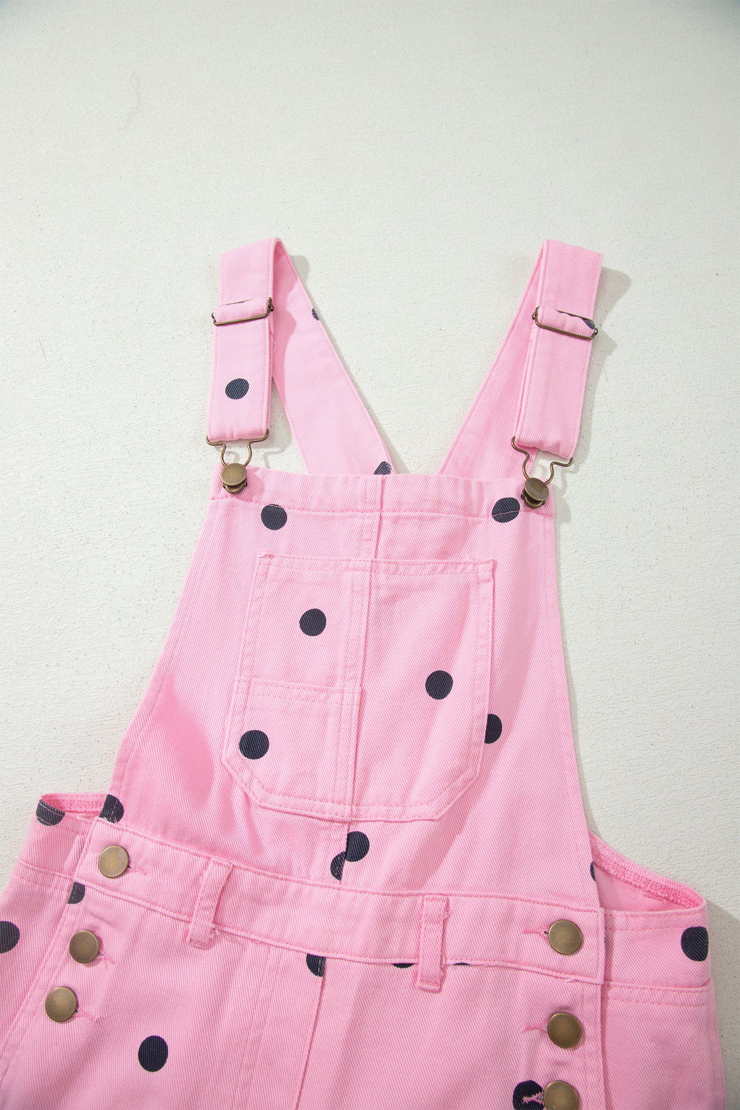 Jet Stream Polka Dot Print Bib Pocket Denim Barrel Overalls Jumpsuit-Bottoms/Jumpsuits & Rompers-[Adult]-[Female]-2022 Online Blue Zone Planet