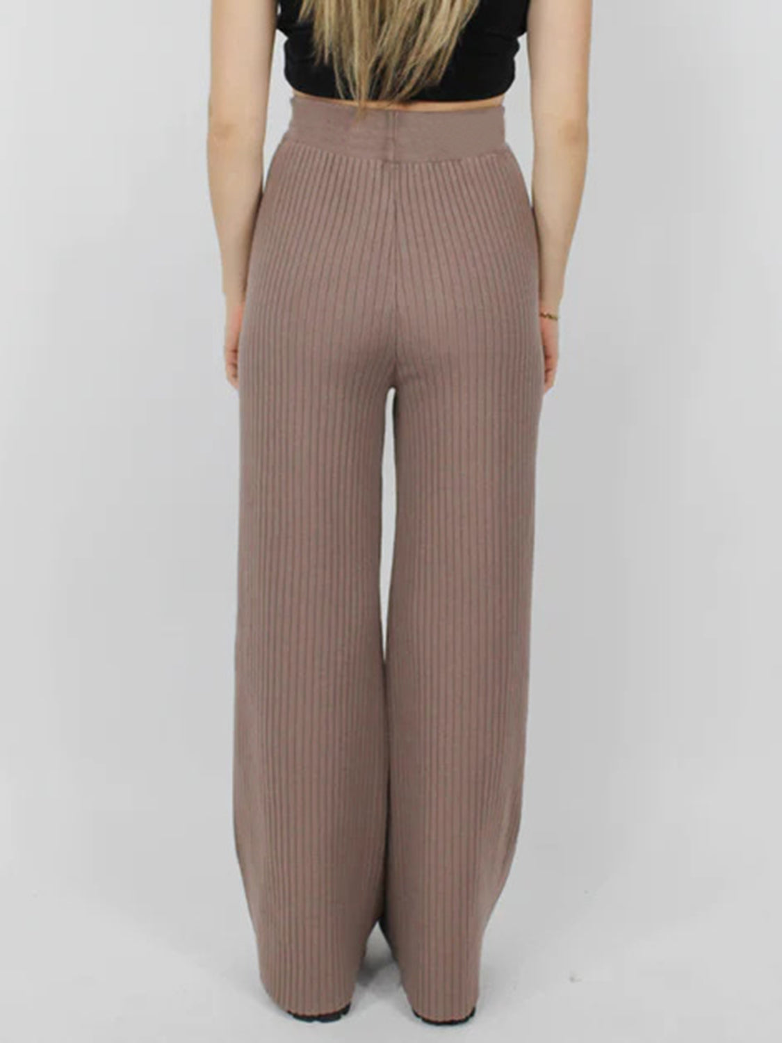 Blue Zone Planet | Ribbed Wide Leg Sweater Pants-BOTTOMS SIZES SMALL MEDIUM LARGE-[Adult]-[Female]-2022 Online Blue Zone Planet