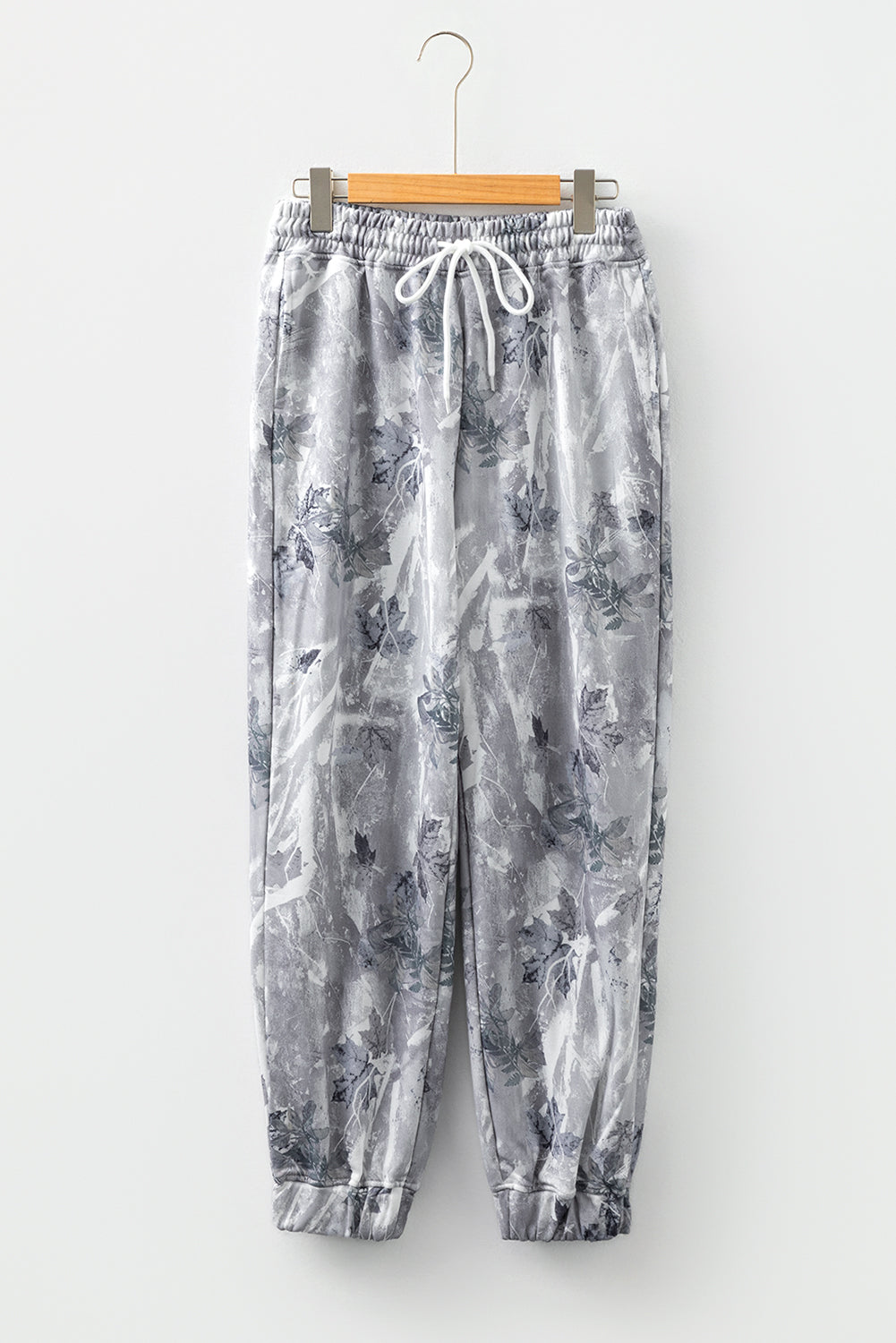 Gray Camo Print Cozy Drawstring Elastic Waist Jogger Pants-Bottoms/Pants & Culotte-[Adult]-[Female]-2022 Online Blue Zone Planet