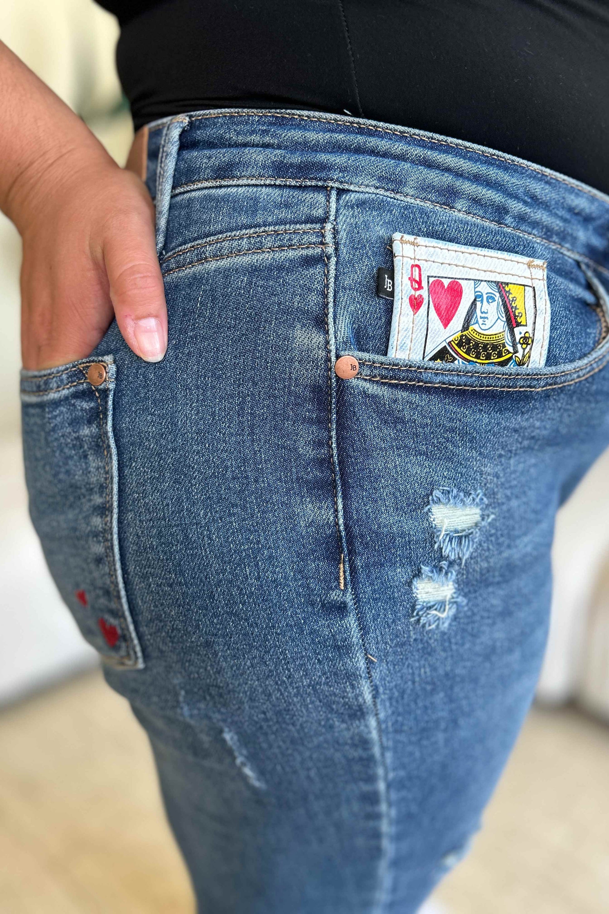 Judy Blue Full Size Queen Of Hearts Coin Pocket BF Jeans-BOTTOMS SIZES SMALL MEDIUM LARGE-[Adult]-[Female]-2022 Online Blue Zone Planet