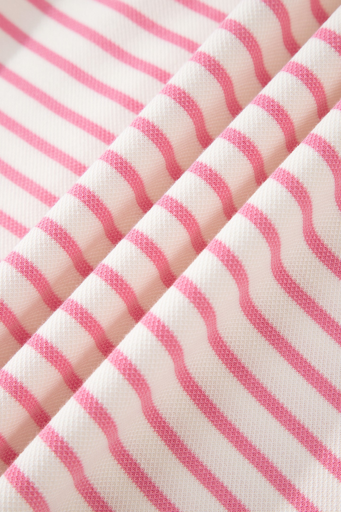 Pink Stripe Color Block Patchwork Polo Tee Drawstring Elastic Waist 2pcs Skort Set-Two Piece Sets/Two Piece Dresses-[Adult]-[Female]-2022 Online Blue Zone Planet