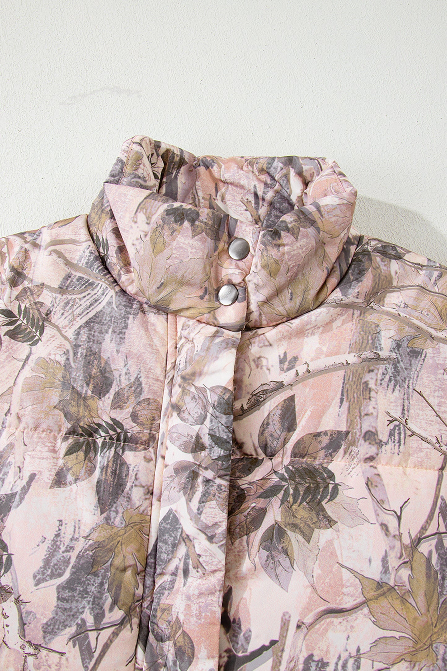 Brown Camo Leaf Print Winter Puffer Vest-TOPS / DRESSES-[Adult]-[Female]-2022 Online Blue Zone Planet