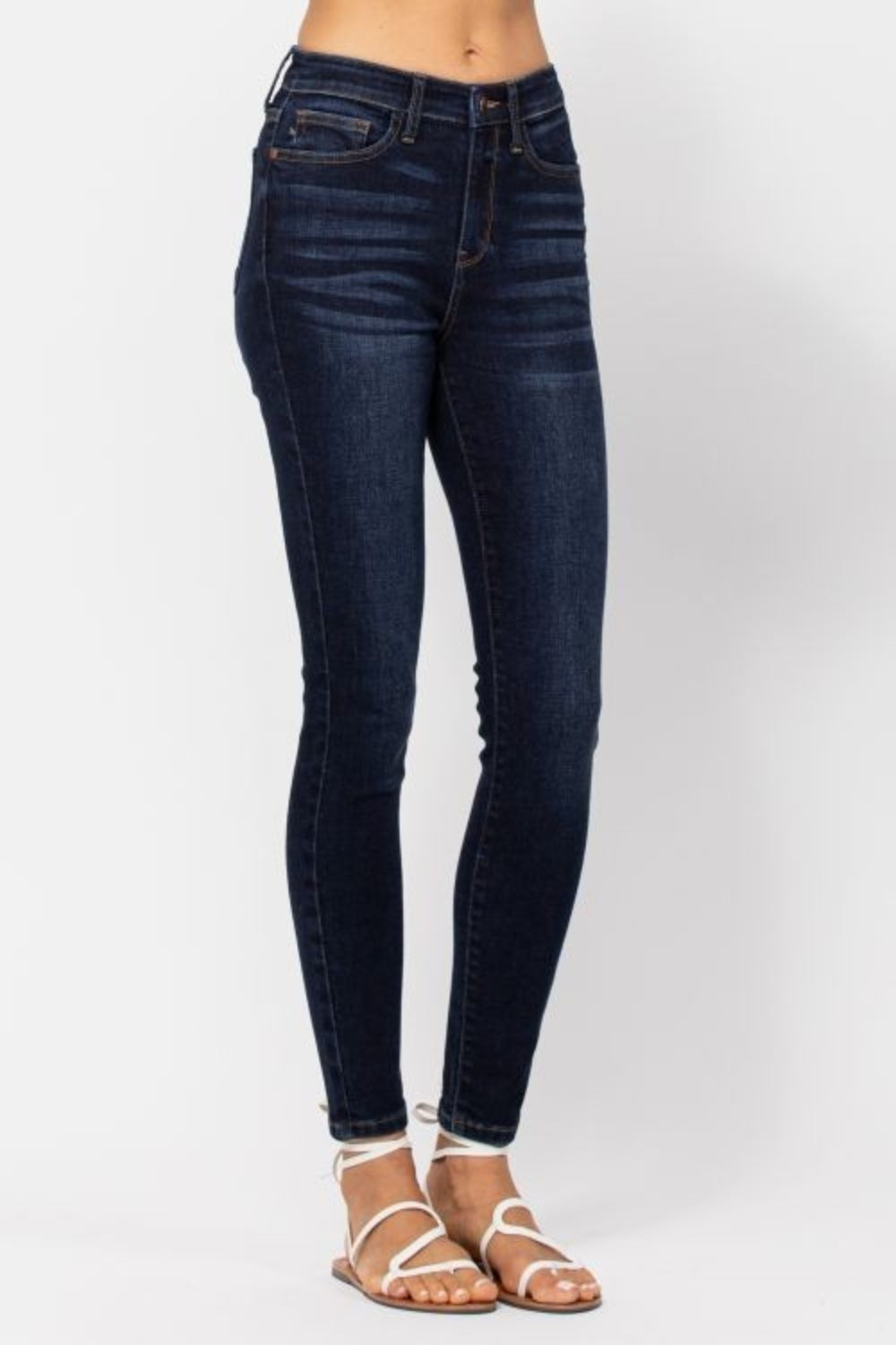 Judy Blue Full Size High Waist Handsand Skinny Jeans-BOTTOMS SIZES SMALL MEDIUM LARGE-[Adult]-[Female]-2022 Online Blue Zone Planet