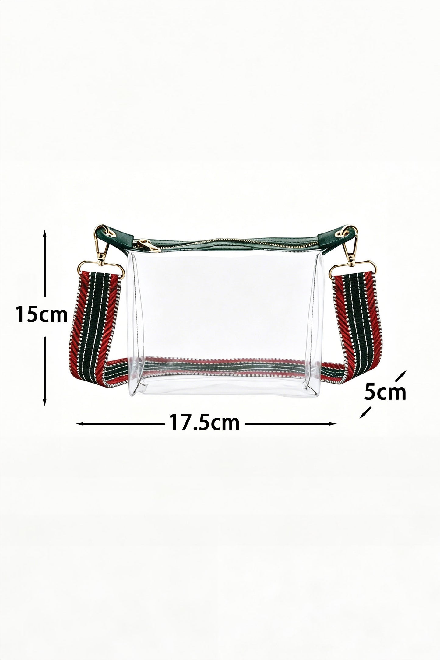 Blackish Green Contrast Trim Zipped Transparent PVC Single Shoulder Bag