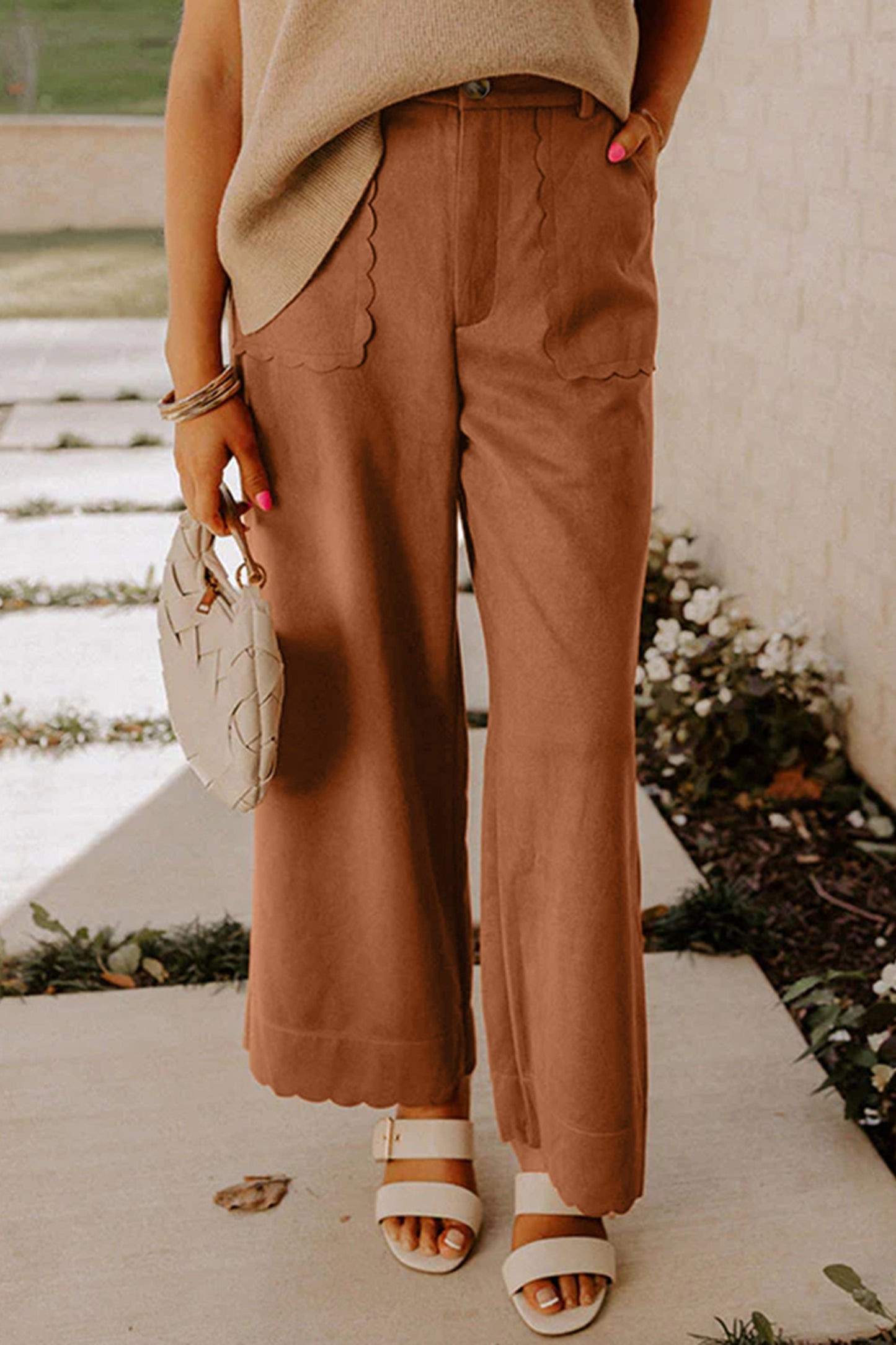 Thai Curry Scalloped Edge Pocket Full-Length Pant-Bottoms/Pants & Culotte-[Adult]-[Female]-2022 Online Blue Zone Planet