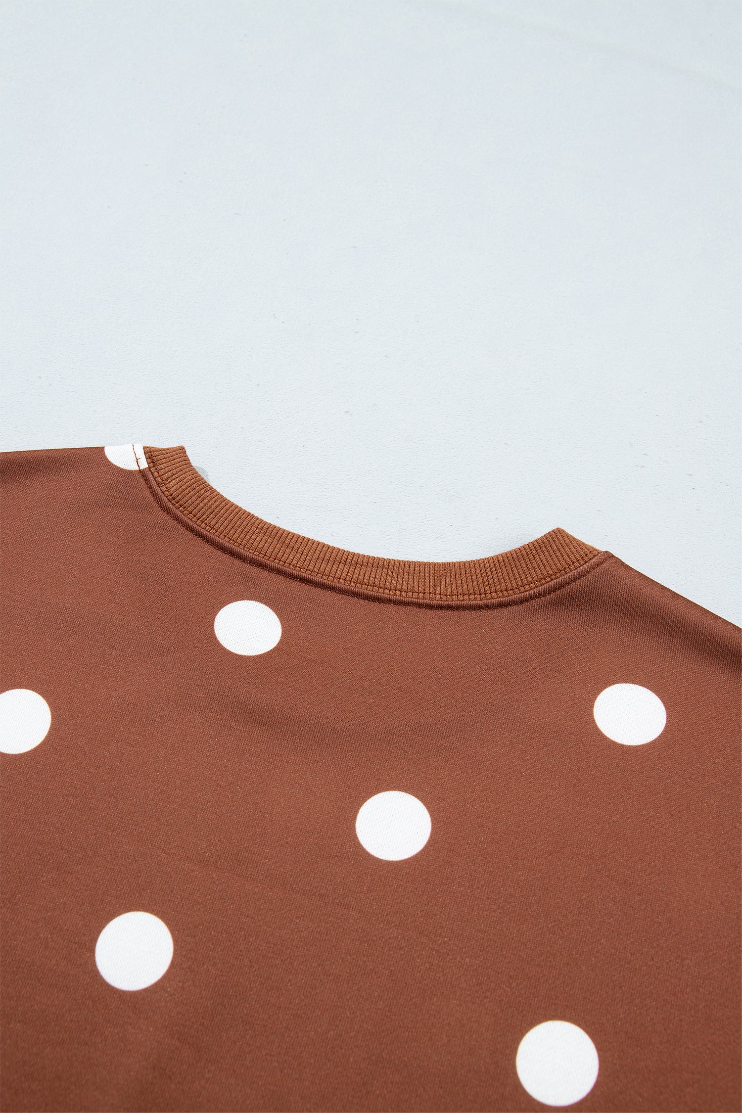 Brown Polka Dot Raw Hem Relaxed Pullover Loose Skort Two Piece Set-Two Piece Sets/Short Sets-[Adult]-[Female]-2022 Online Blue Zone Planet