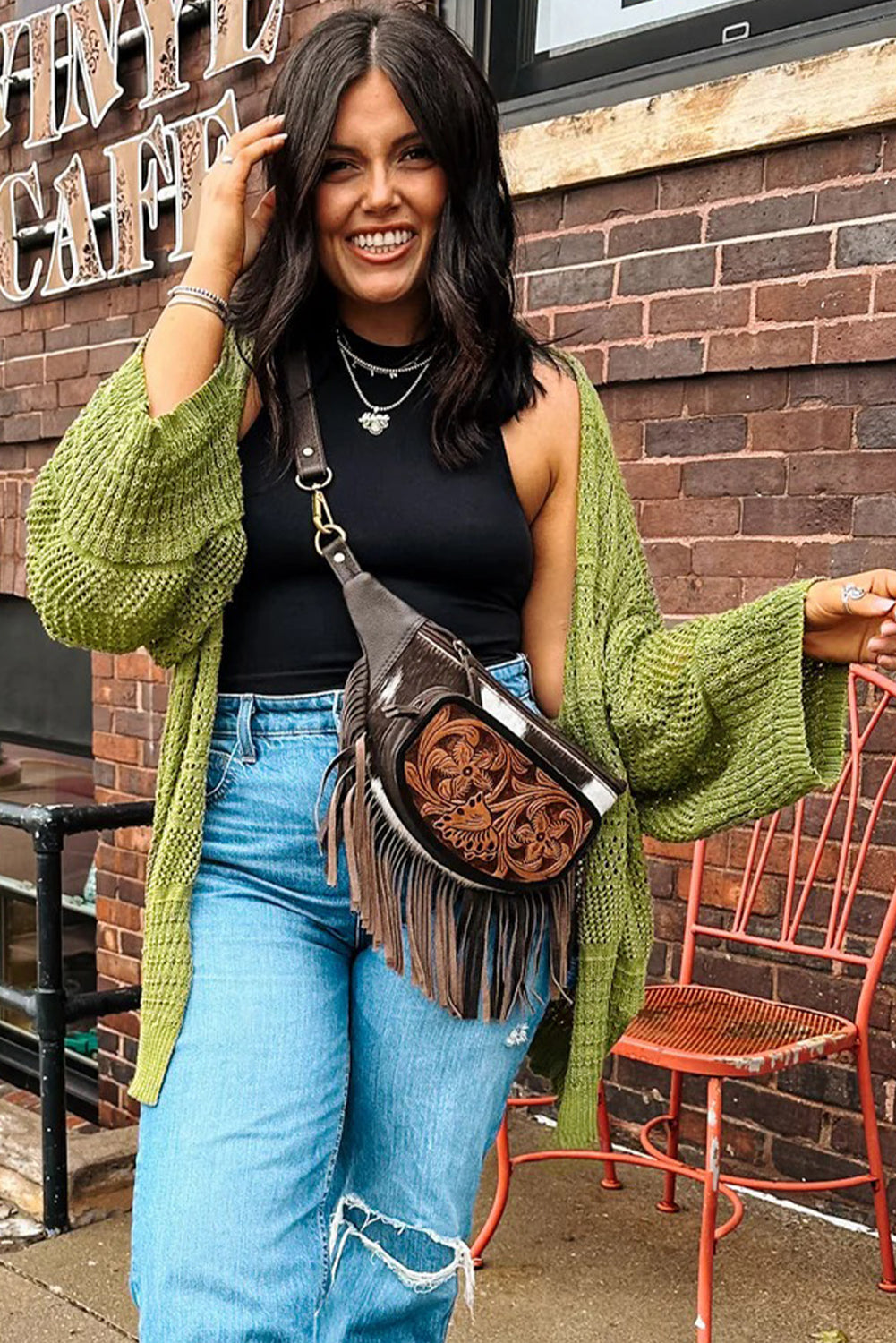 Spinach Green Oversize Crochet Knit Open Cardigan-Sweaters & Cardigans/Cardigans-[Adult]-[Female]-2022 Online Blue Zone Planet