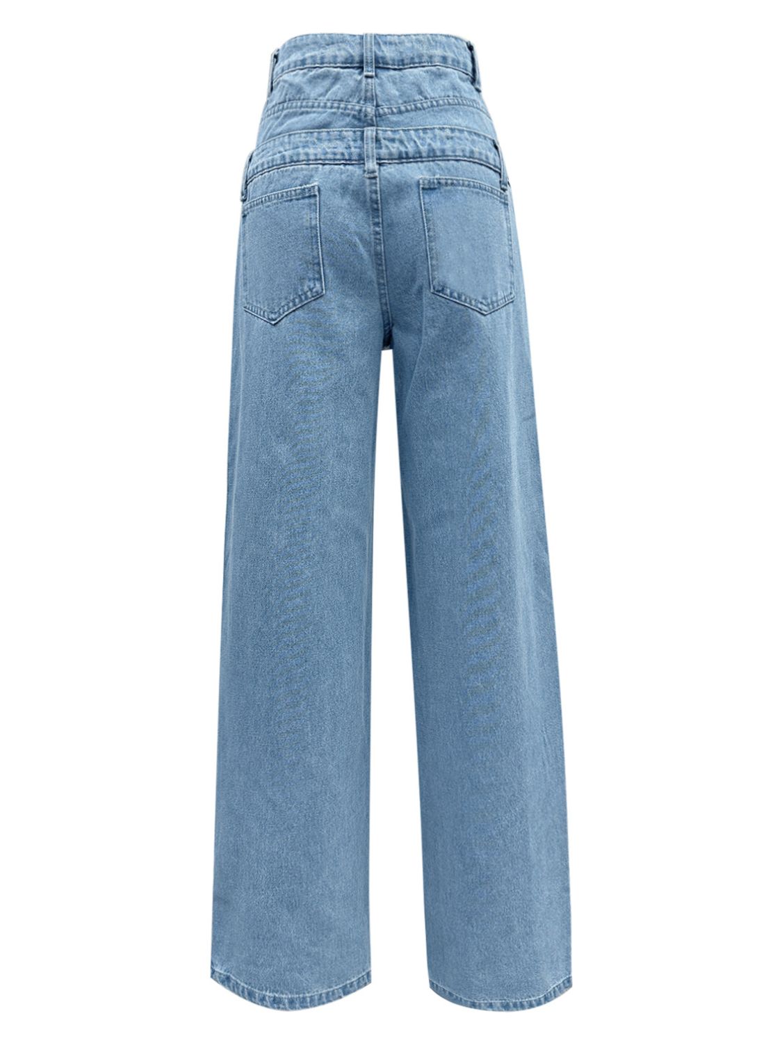 Faux Layered High Waist Jeans-BOTTOMS SIZES SMALL MEDIUM LARGE-[Adult]-[Female]-2022 Online Blue Zone Planet