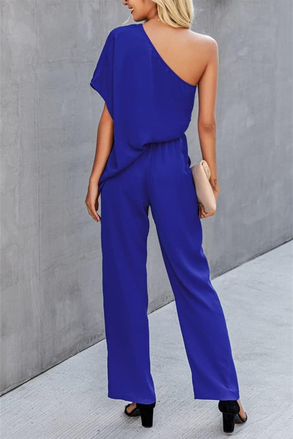 Single Shoulder Short Sleeve Jumpsuit-TOPS / DRESSES-[Adult]-[Female]-2022 Online Blue Zone Planet