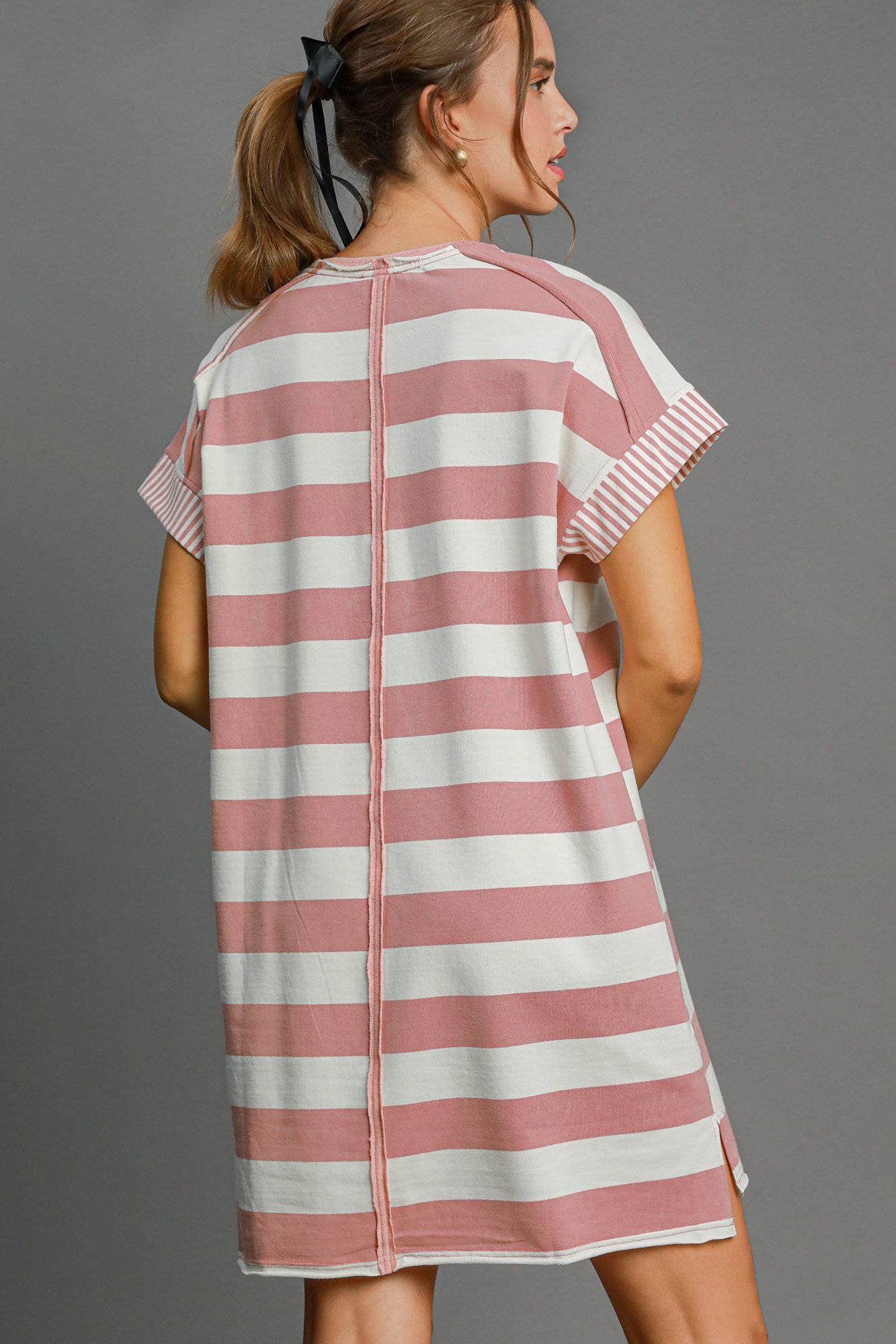 Umgee Peace Applique Striped Short Sleeve Mini Dress-TOPS / DRESSES-[Adult]-[Female]-2022 Online Blue Zone Planet
