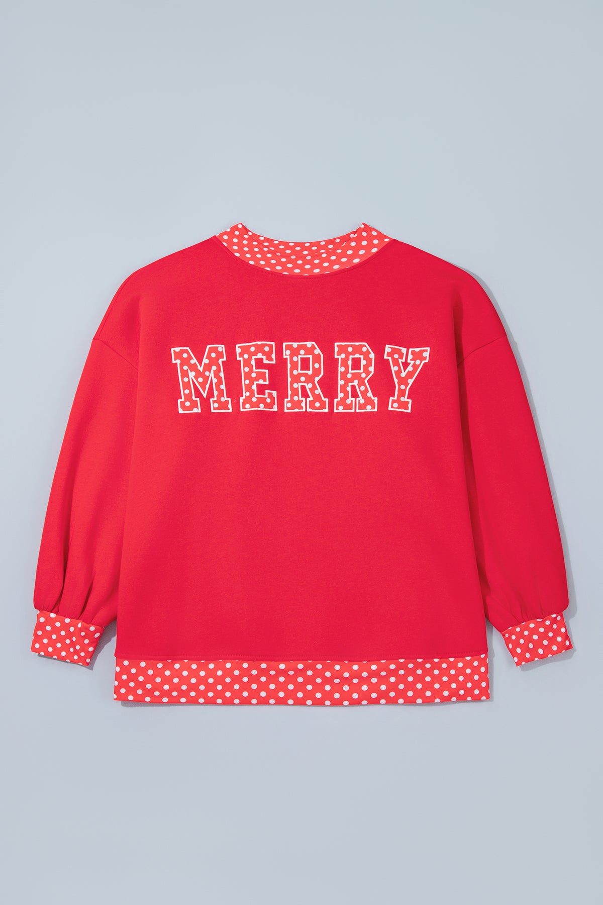 Fiery Red Casual Polka Dot Patchwork Letter Graphic Plus Size Sweatshirt-Plus Size/Plus Size Sweatshirts & Hoodies-[Adult]-[Female]-2022 Online Blue Zone Planet