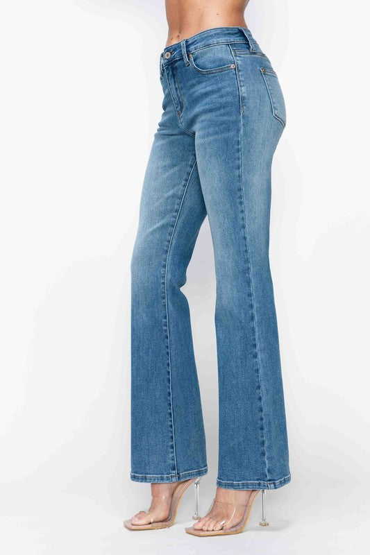 Blue Zone Planet | bytos Full Size Cat's Whiskers Mid Rise Bootcut Jeans-BOTTOMS SIZES SMALL MEDIUM LARGE-[Adult]-[Female]-2022 Online Blue Zone Planet