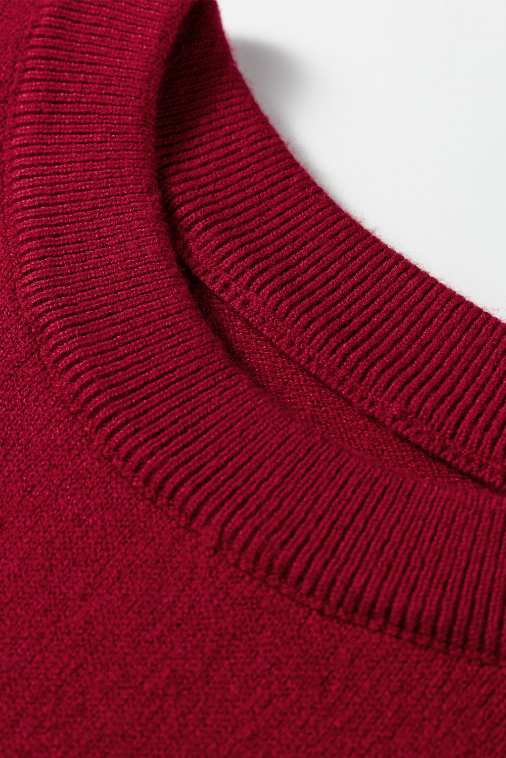 Racing Red Solid Color Crew Neck Knit Cap Sleeve Sweater-TOPS / DRESSES-[Adult]-[Female]-2022 Online Blue Zone Planet