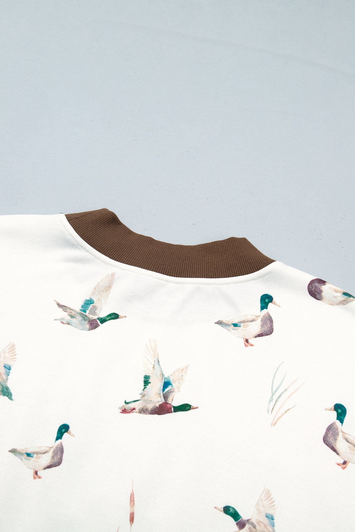 Beige Western Mallard Letter Print Baggy Pullover Sweatshirt-Tops/Sweatshirts & Hoodies-[Adult]-[Female]-2022 Online Blue Zone Planet