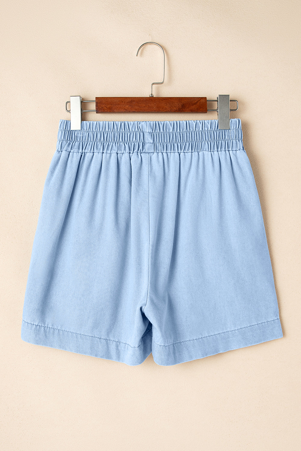 Beau Blue Light Wash Pocketed Wide Leg Denim Shorts-Bottoms/Denim Shorts-[Adult]-[Female]-2022 Online Blue Zone Planet