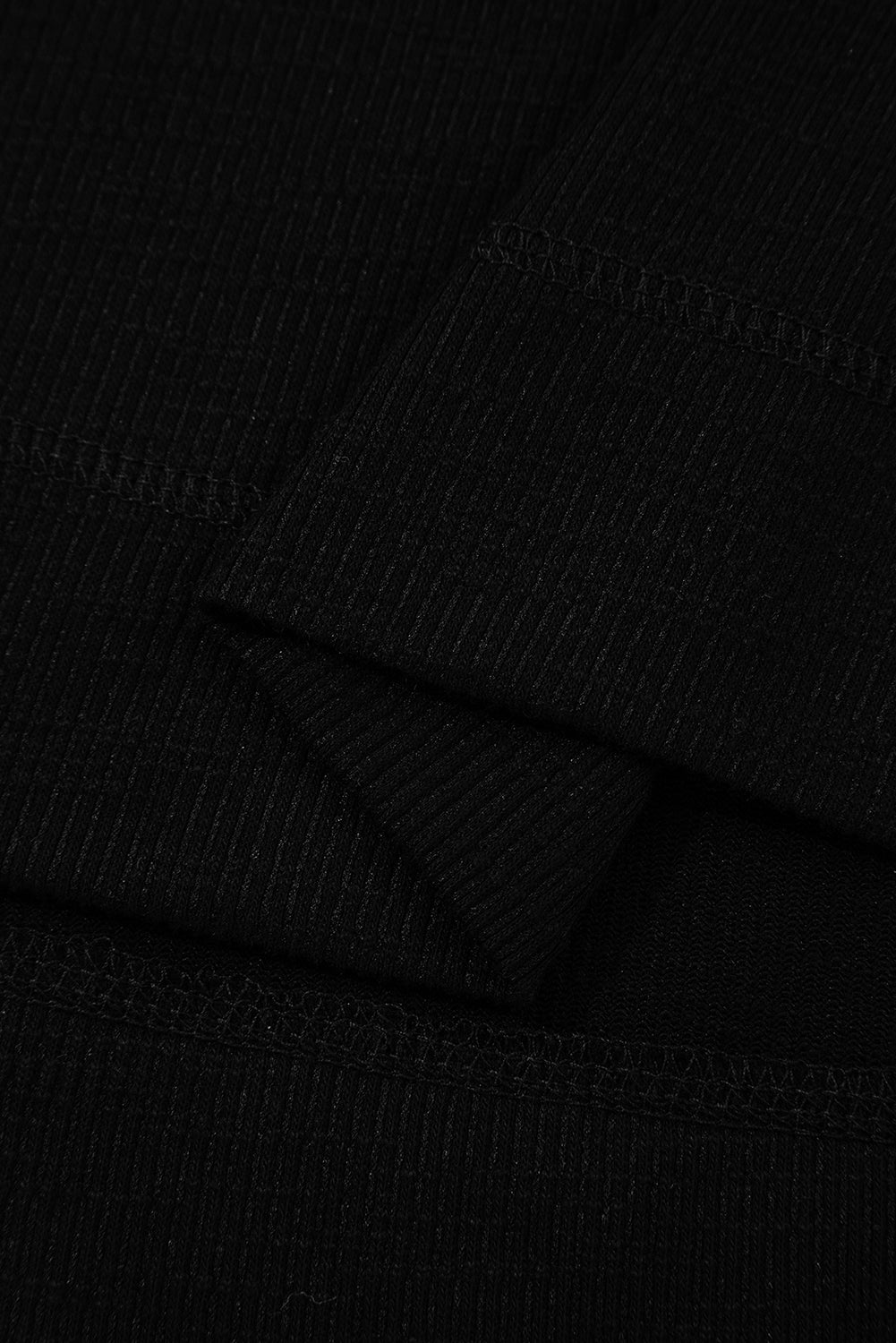 Black Exposed Seam Textured Knit V Neck Pullover Top-Tops/Long Sleeve Tops-[Adult]-[Female]-2022 Online Blue Zone Planet