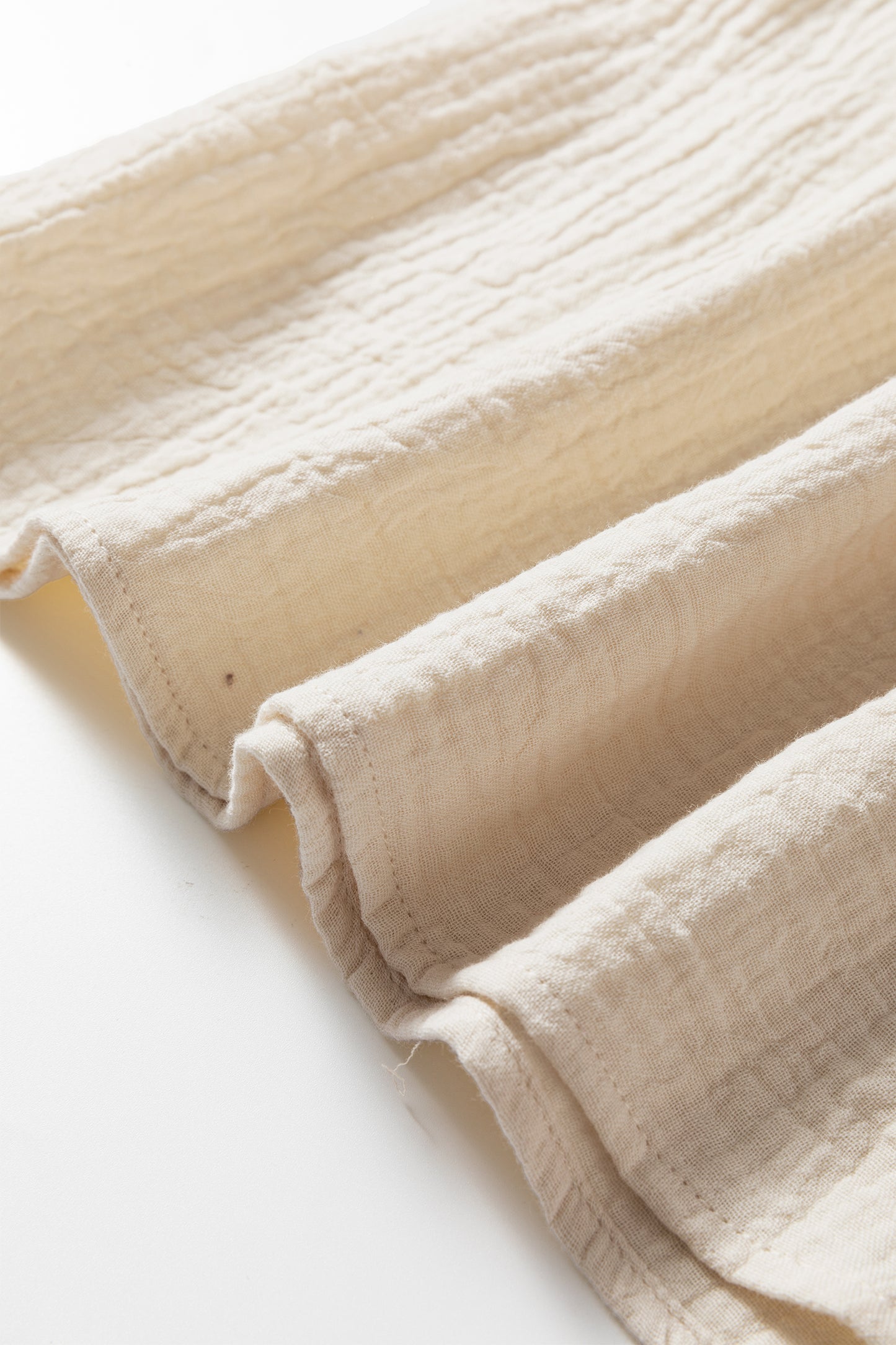 Beige Crochet Insert Textured Cotton Short Sleeve Blouse Top-Tops/Blouses & Shirts-[Adult]-[Female]-2022 Online Blue Zone Planet