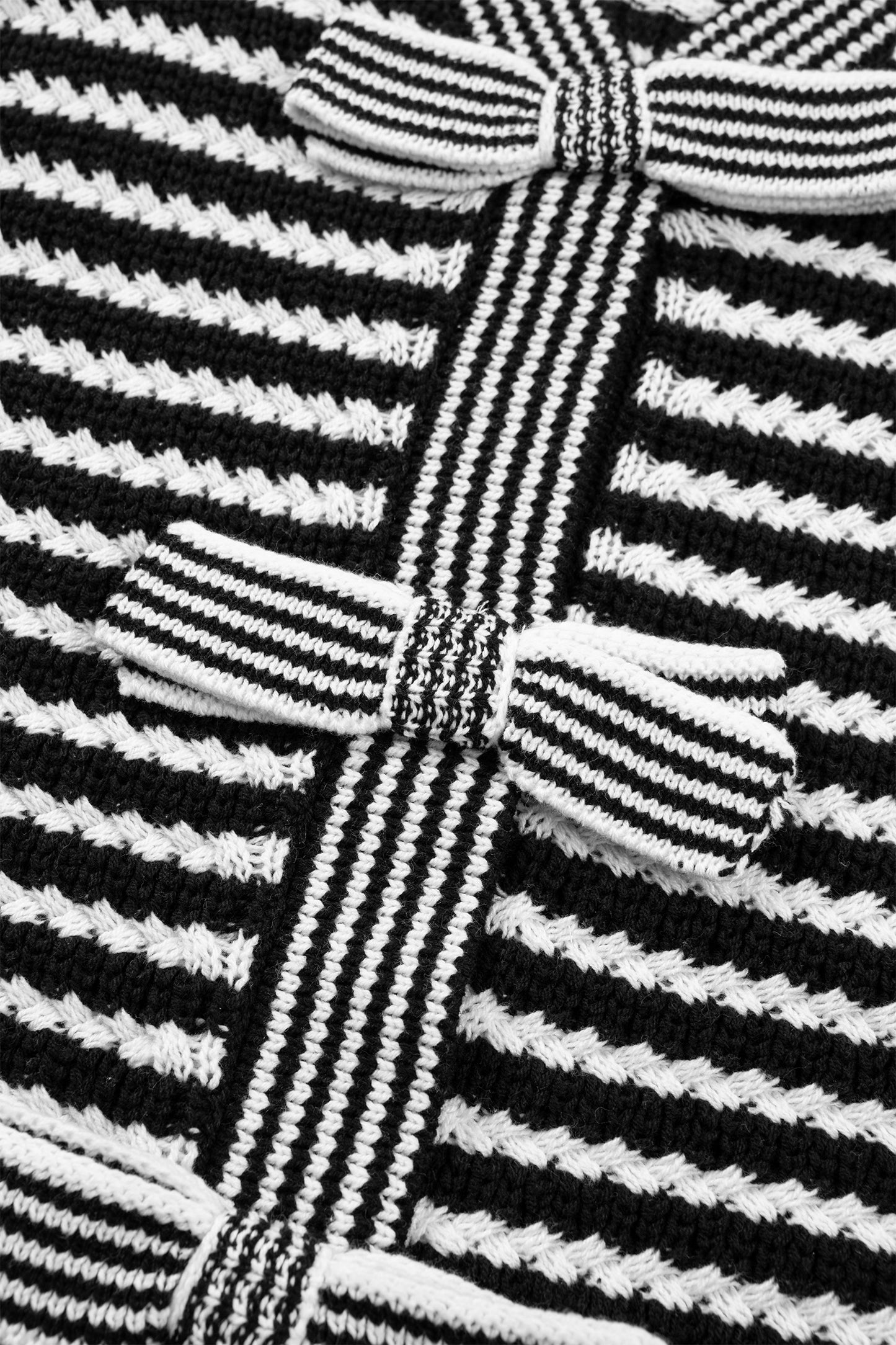 Black Stripe Short Sleeve Knit V Neck Bow Knot Sweater-TOPS / DRESSES-[Adult]-[Female]-2022 Online Blue Zone Planet