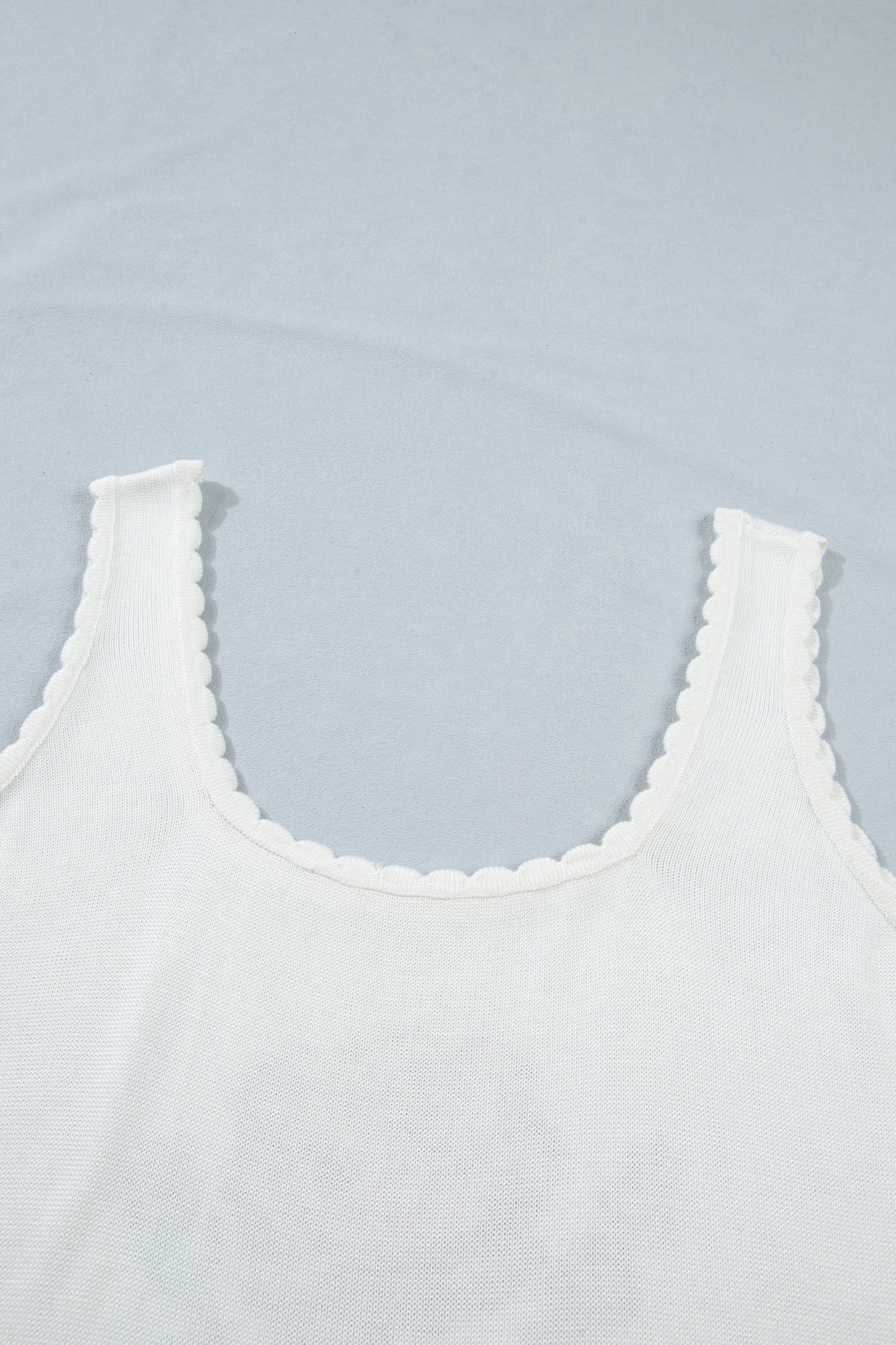 White Plus Size Floral Print Scalloped Trim Square Neck Sweater Vest-TOPS / DRESSES-[Adult]-[Female]-2022 Online Blue Zone Planet