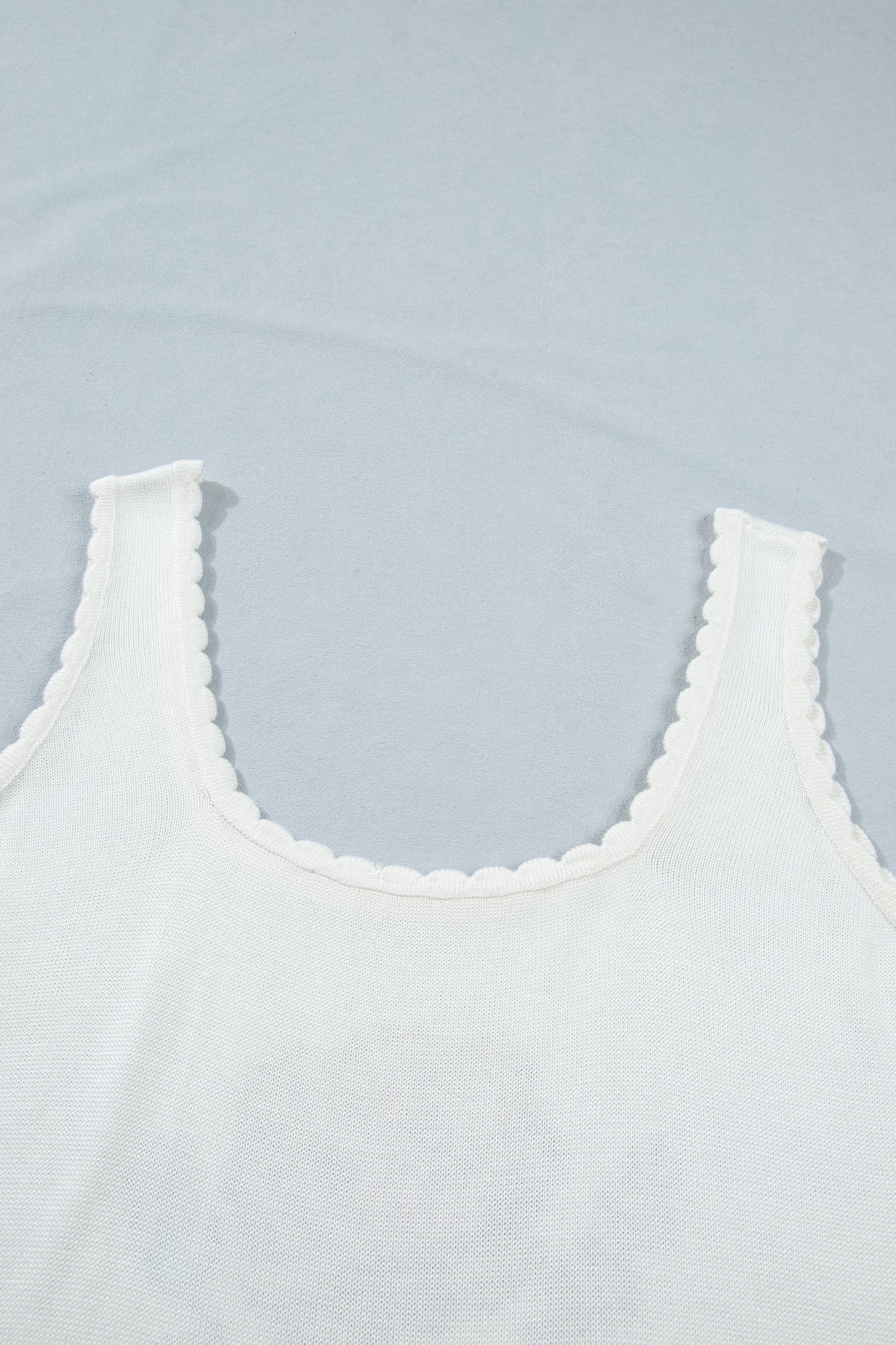 White Plus Size Floral Print Scalloped Trim Square Neck Sweater Vest-TOPS / DRESSES-[Adult]-[Female]-2022 Online Blue Zone Planet