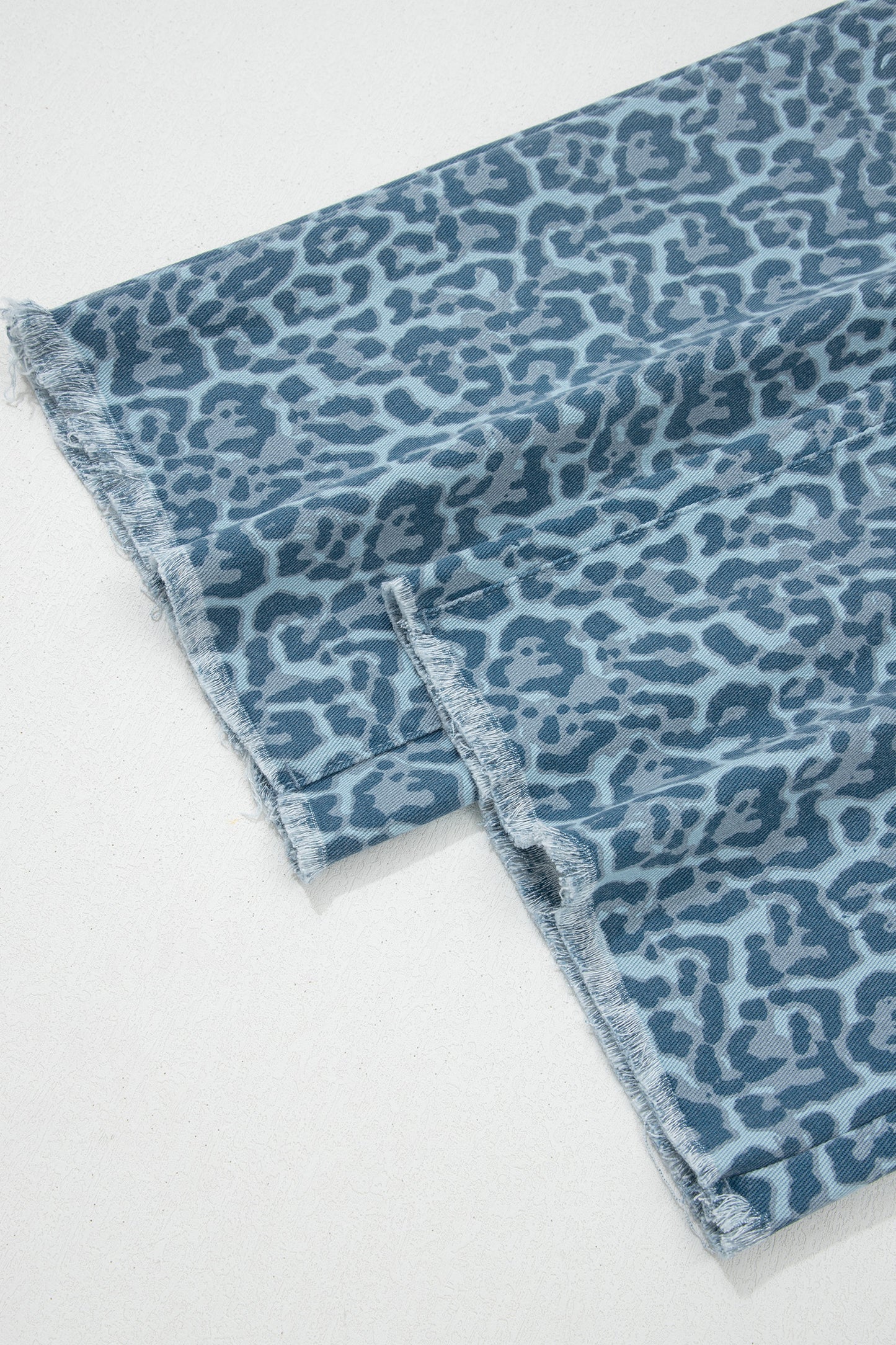 Gray Leopard Frayed Edge Wide Leg High Waist Jeans-Bottoms/Jeans-[Adult]-[Female]-2022 Online Blue Zone Planet