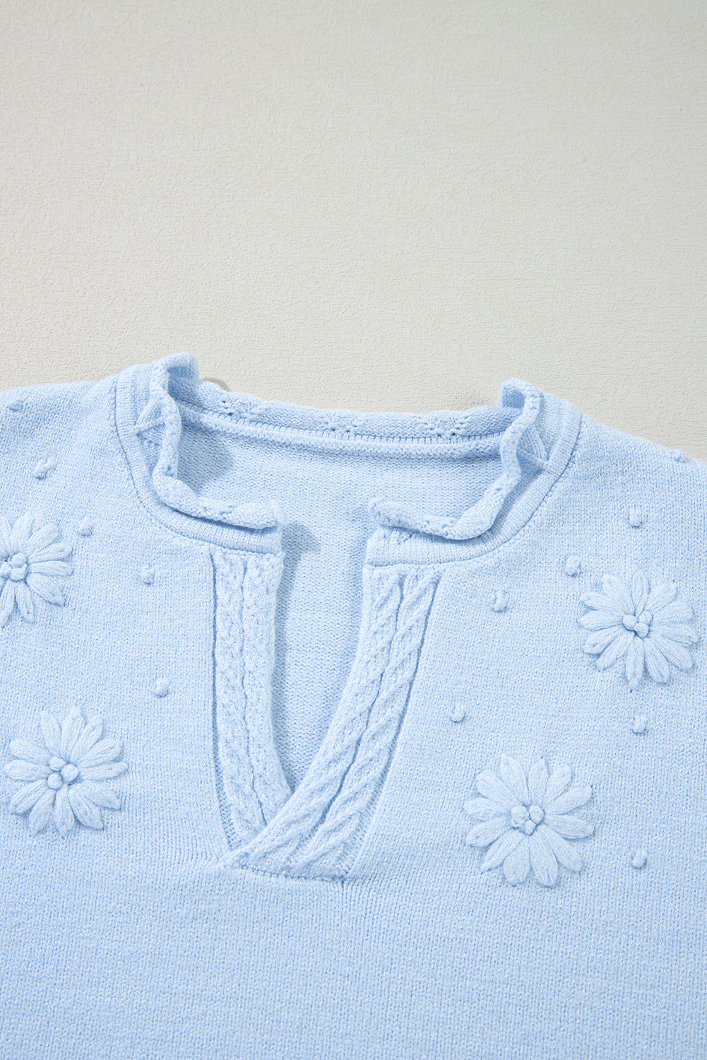 Daisy Notched Long Sleeve Sweater-TOPS / DRESSES-[Adult]-[Female]-2022 Online Blue Zone Planet