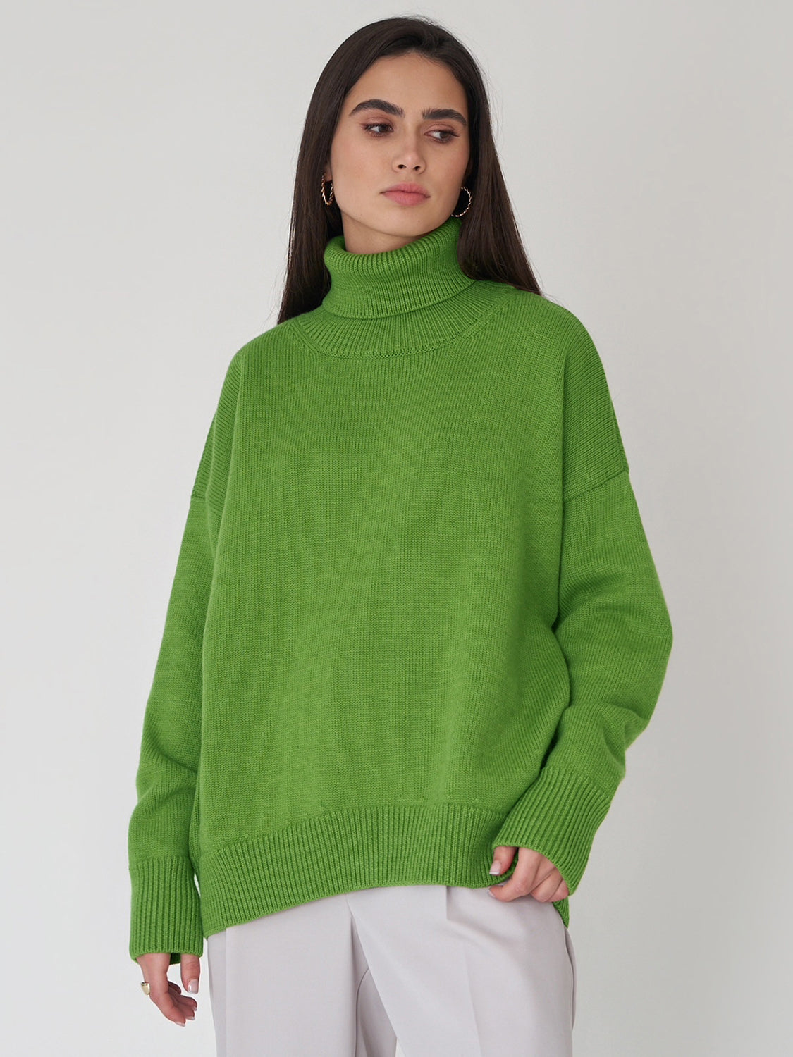 Turtleneck Long Sleeve Sweater-TOPS / DRESSES-[Adult]-[Female]-Light Green-S-2022 Online Blue Zone Planet