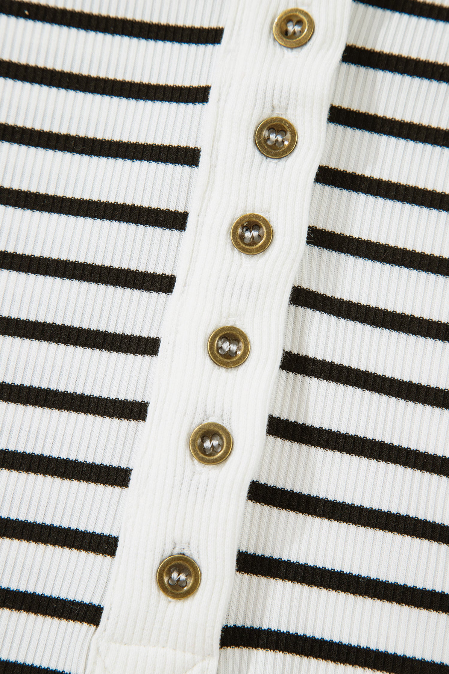 Black Stripe Ribbed Knit Half Button Long Sleeve Slim Top-Tops/Long Sleeve Tops-[Adult]-[Female]-2022 Online Blue Zone Planet