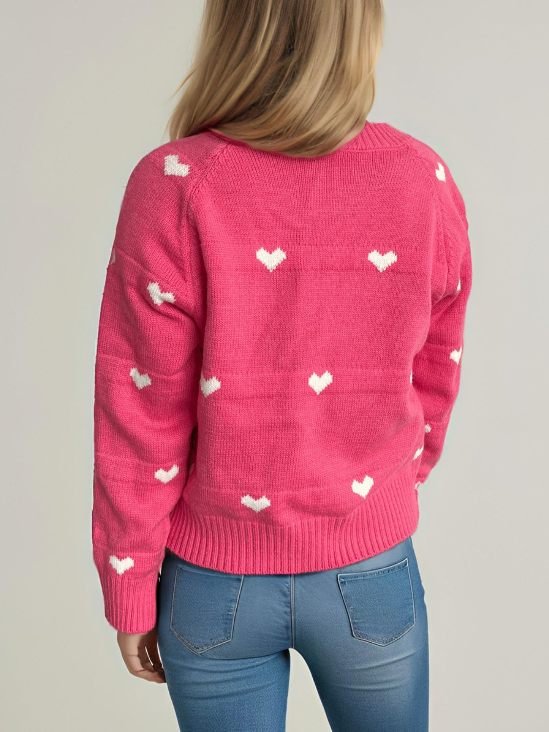 Heart Round Neck Zip Up Cardigan-NEW ARRIVALS-[Adult]-[Female]-2022 Online Blue Zone Planet