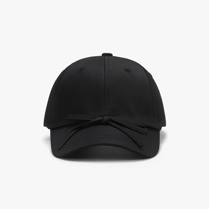 Tied Bow Cotton Baseball Cap-BASEBALL HATS-[Adult]-[Female]-Black-One Size-2022 Online Blue Zone Planet