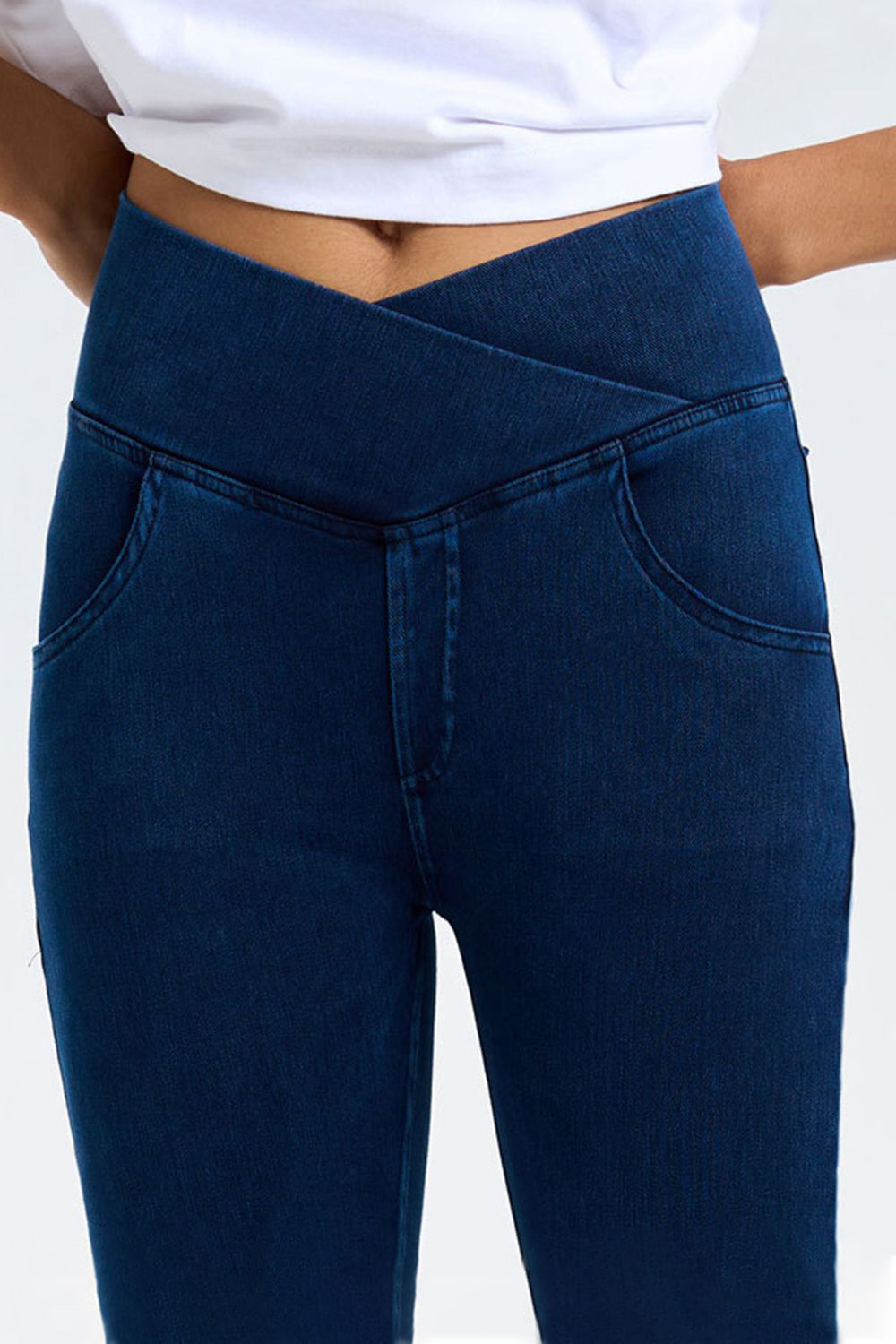 Basic Bae Pocketed Highly Stretchy Bootcut Jeans-BOTTOMS SIZES SMALL MEDIUM LARGE-[Adult]-[Female]-Navy-S-2022 Online Blue Zone Planet