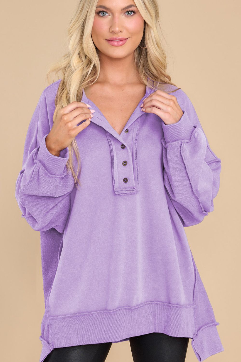 Exposed Seam Long Sleeve Sweatshirt-TOPS / DRESSES-[Adult]-[Female]-Lavender-S-2022 Online Blue Zone Planet