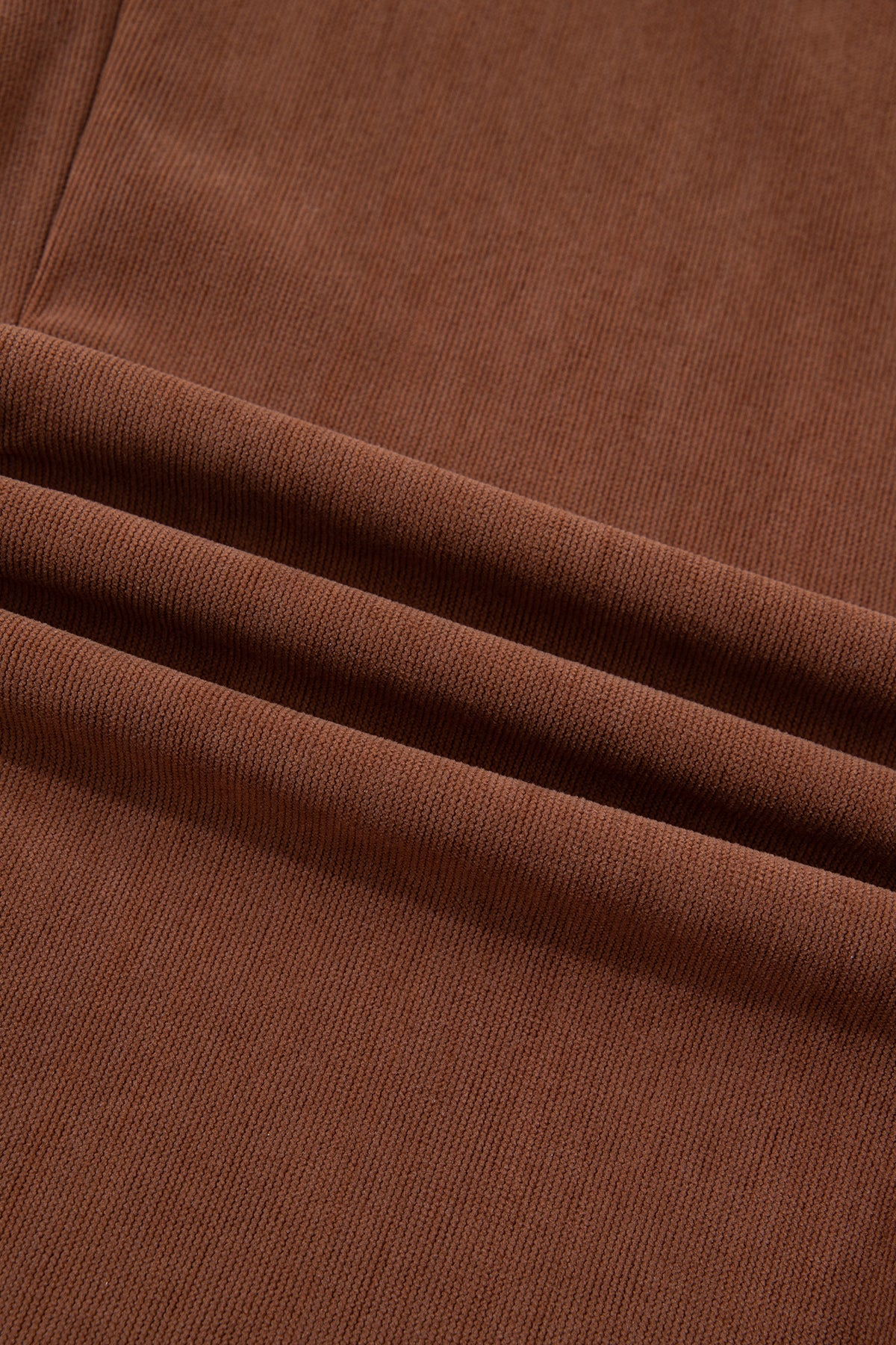Coffee Elastic Waist Straight Leg Ankle Length Corduroy Pants-Bottoms/Pants & Culotte-[Adult]-[Female]-2022 Online Blue Zone Planet