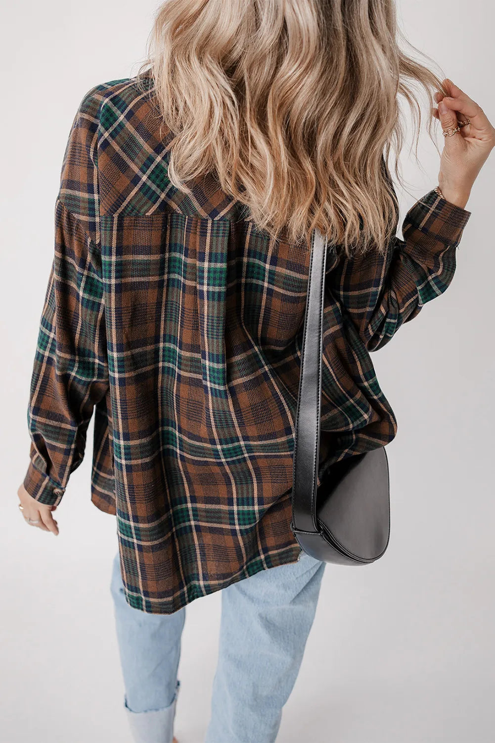 Plaid Button Up Long Sleeve Jacket-TOPS / DRESSES-[Adult]-[Female]-2022 Online Blue Zone Planet