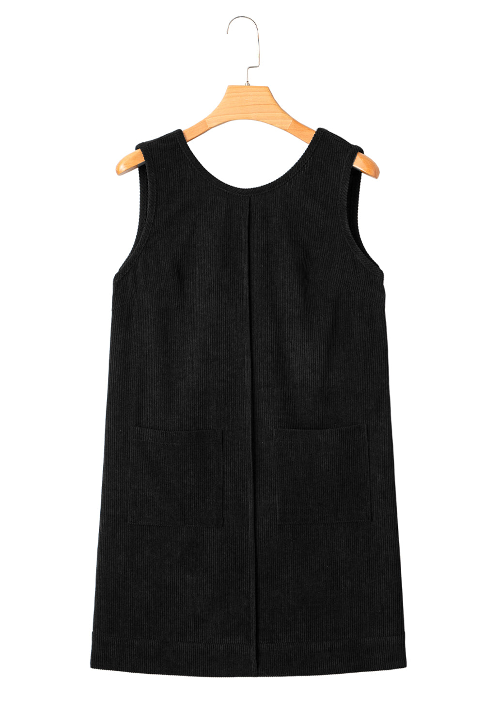 Black Corduroy Sleeveless Mini Dress With Patched Pockets-TOPS / DRESSES-[Adult]-[Female]-2022 Online Blue Zone Planet
