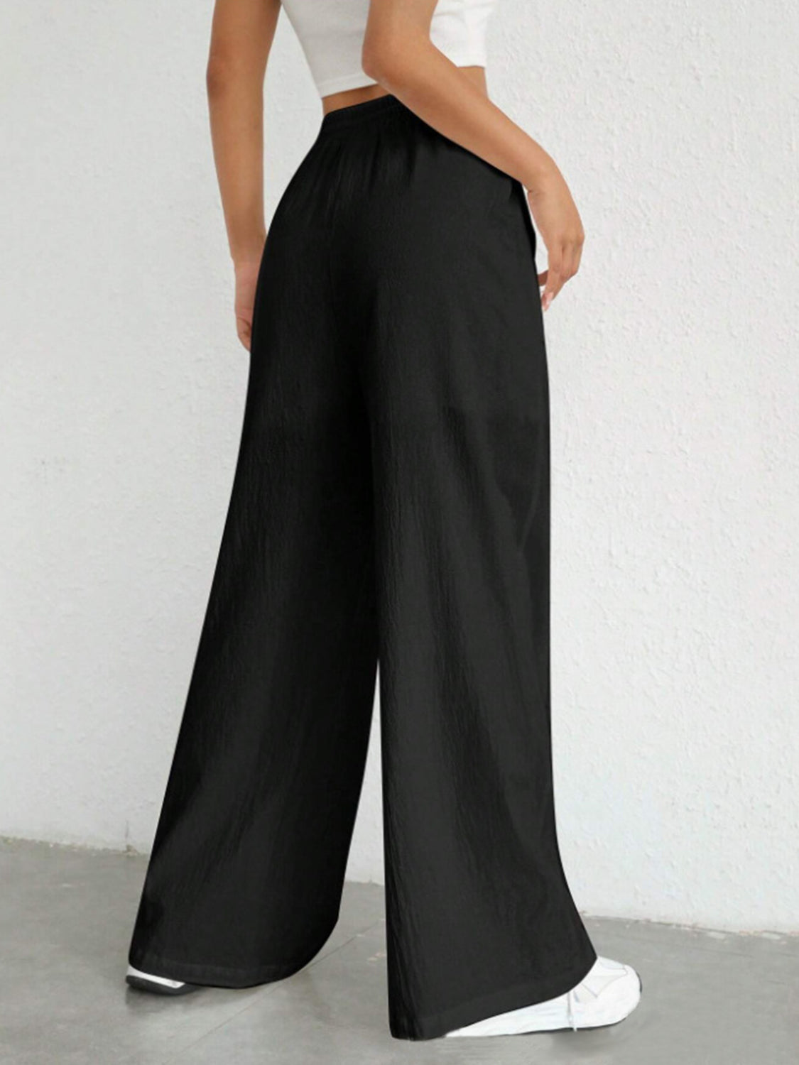 Drawstring Wide Leg Pants-BOTTOMS SIZES SMALL MEDIUM LARGE-[Adult]-[Female]-2022 Online Blue Zone Planet