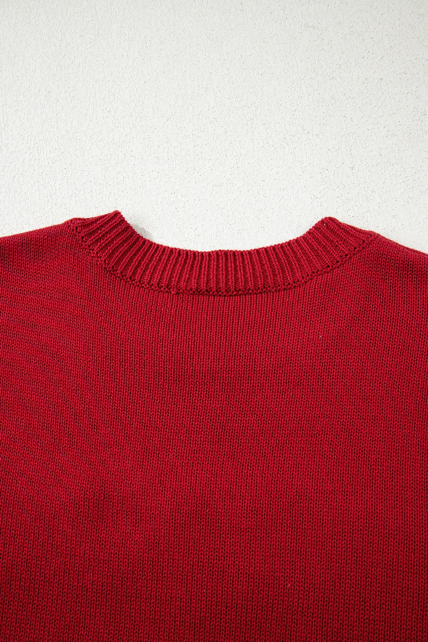 Racing Red Merry Colorful Dot Detail Christmas Drop Shoulder Sweater-TOPS / DRESSES-[Adult]-[Female]-2022 Online Blue Zone Planet