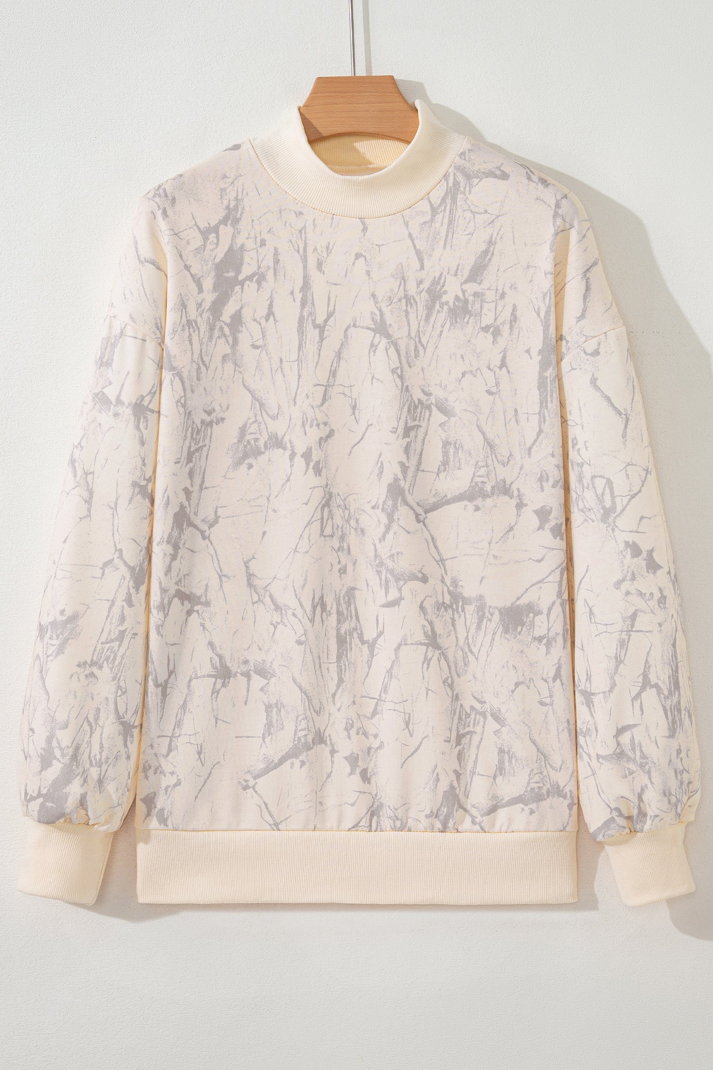 Khaki Camo Mock Neck Baggy Sweatshirt-Tops/Sweatshirts & Hoodies-[Adult]-[Female]-2022 Online Blue Zone Planet